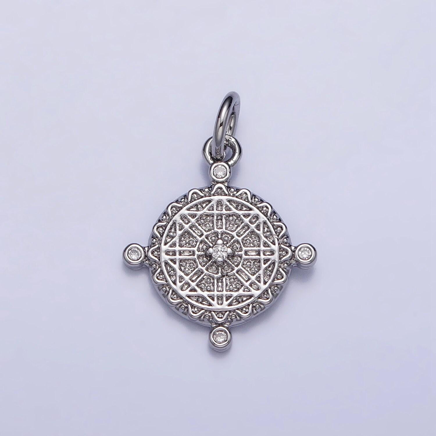 1pc 18k gold filled micro pave cz compass sign pendant charm, dainty pendant charm, travel pendant, for diy jewelry making