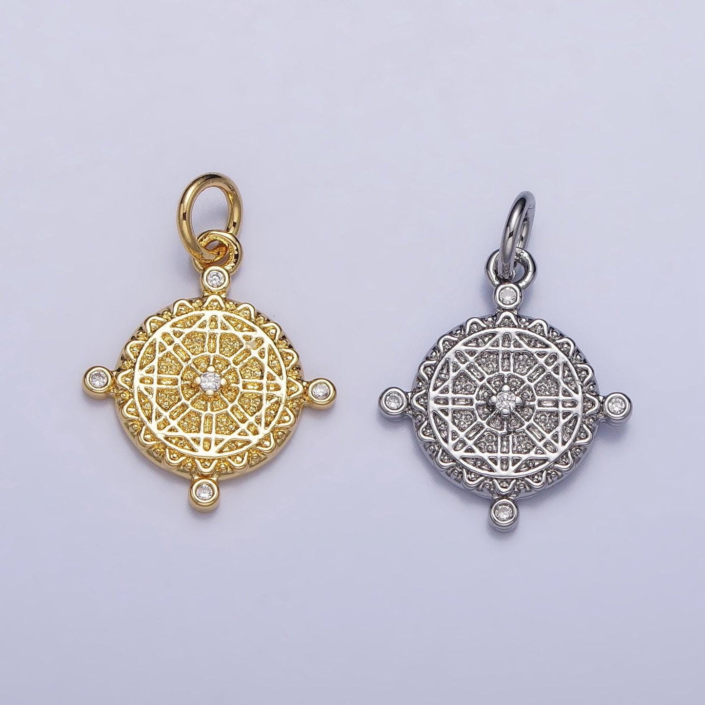 1pc 18k gold filled micro pave cz compass sign pendant charm, dainty pendant charm, travel pendant, for diy jewelry making