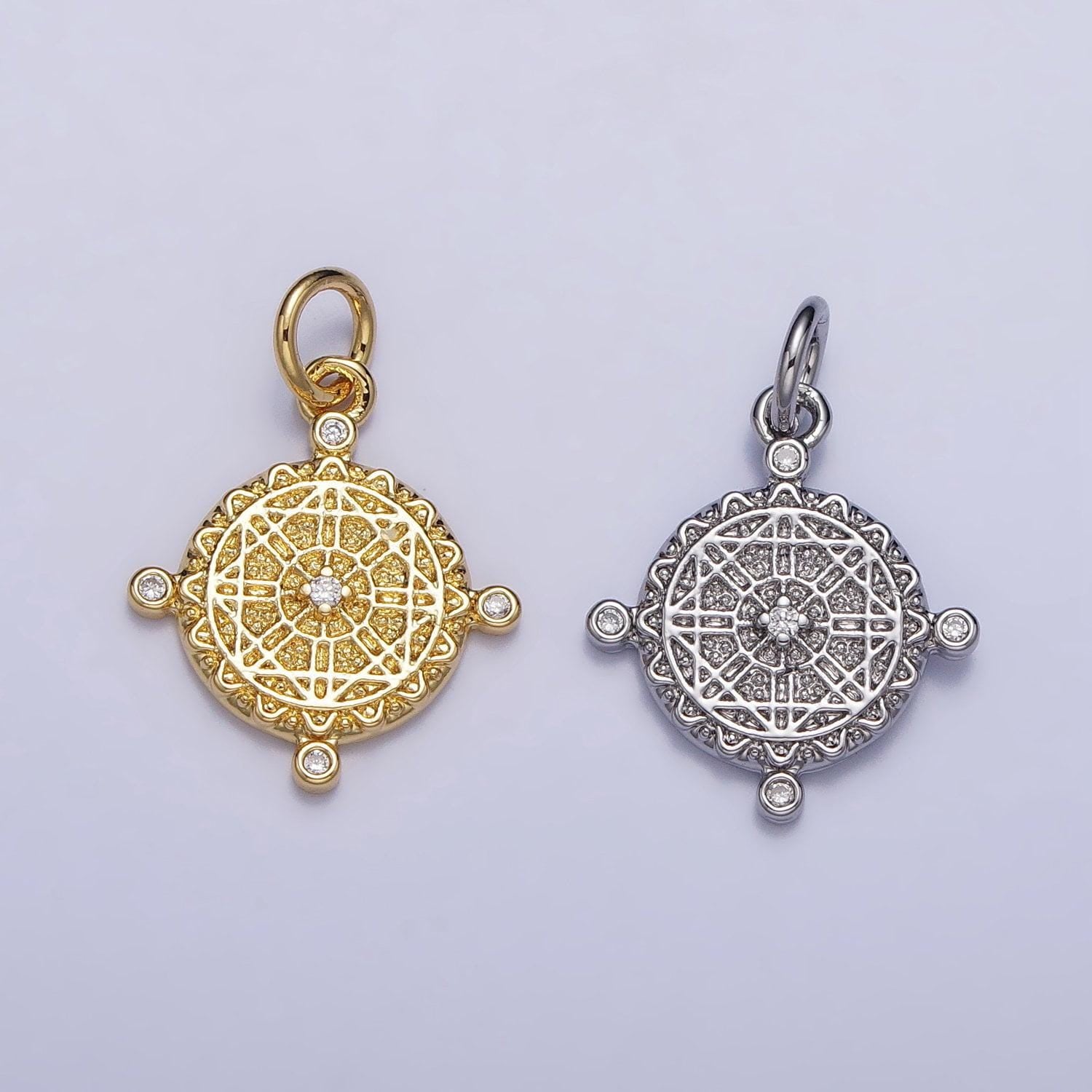 1pc 18k gold filled micro pave cz compass sign pendant charm, dainty pendant charm, travel pendant, for diy jewelry making