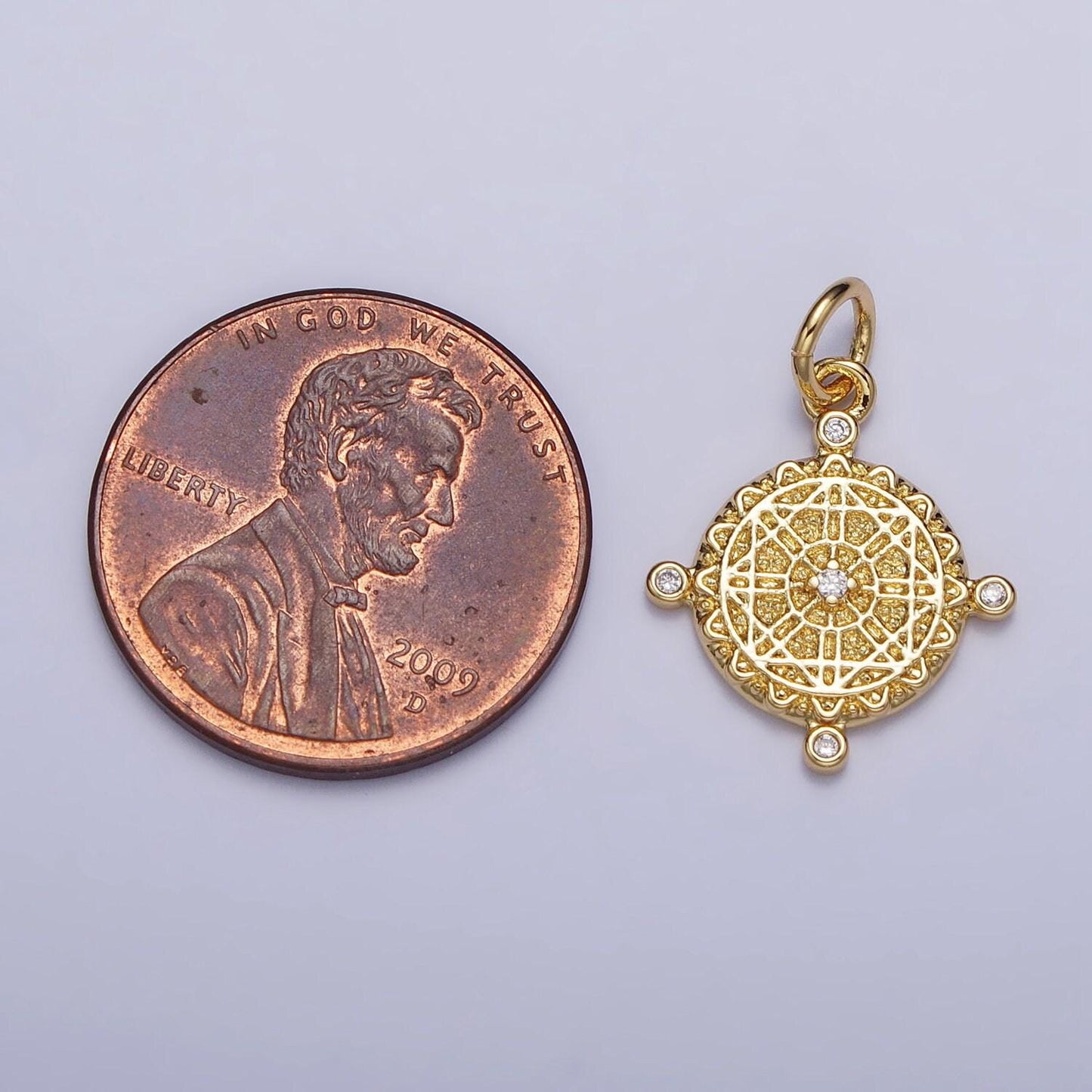 1pc 18k gold filled micro pave cz compass sign pendant charm, dainty pendant charm, travel pendant, for diy jewelry making