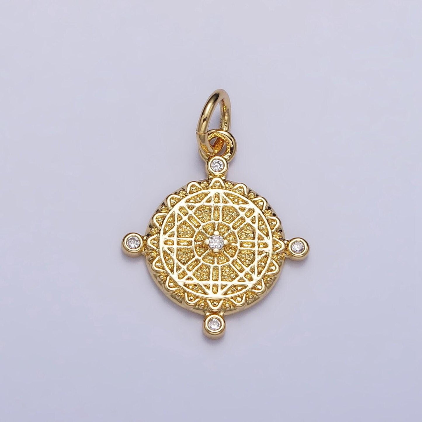 1pc 18k gold filled micro pave cz compass sign pendant charm, dainty pendant charm, travel pendant, for diy jewelry making