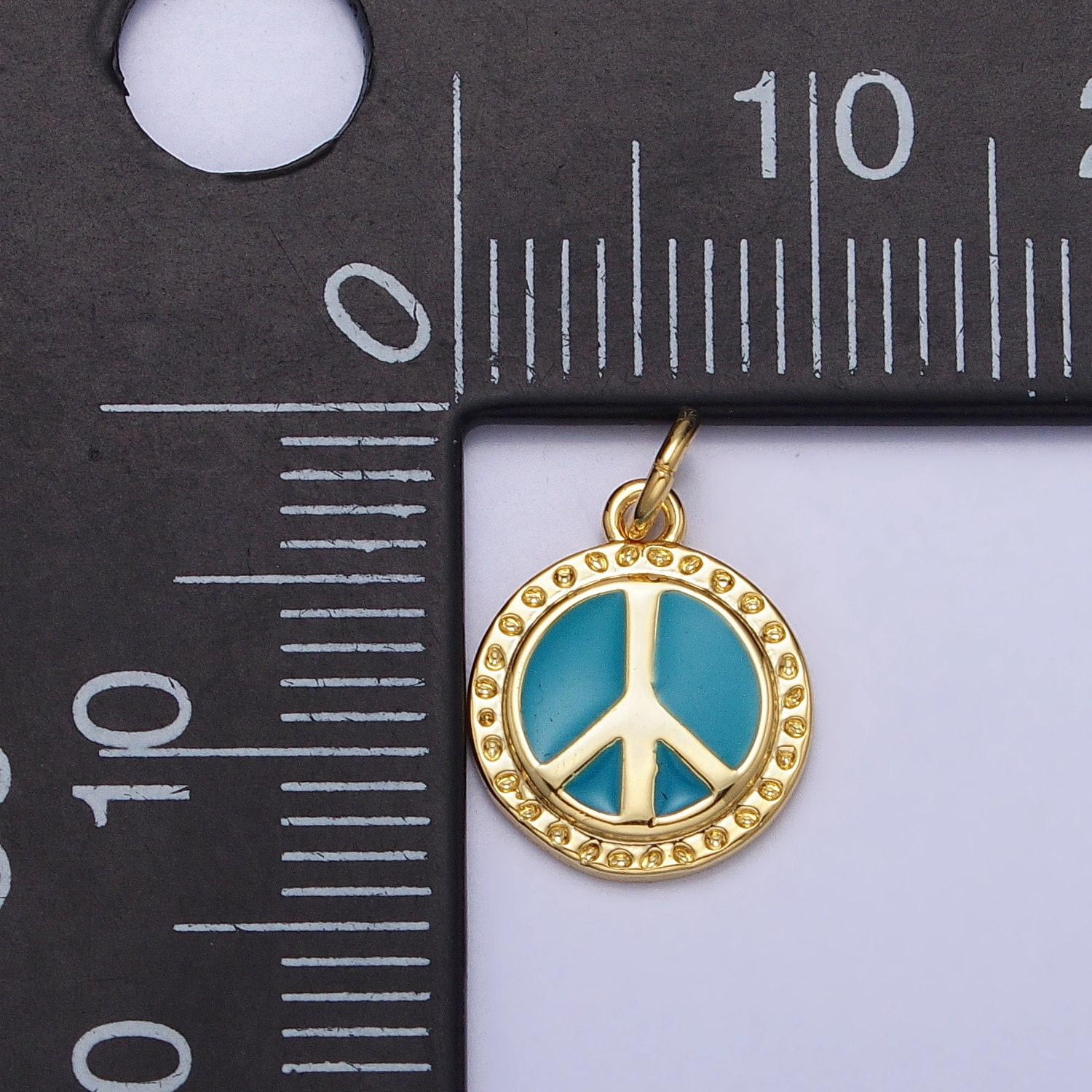 Mini gold peace sign symbol 16k gold filled peace sign charm turquoise enamel jewelry ac1284