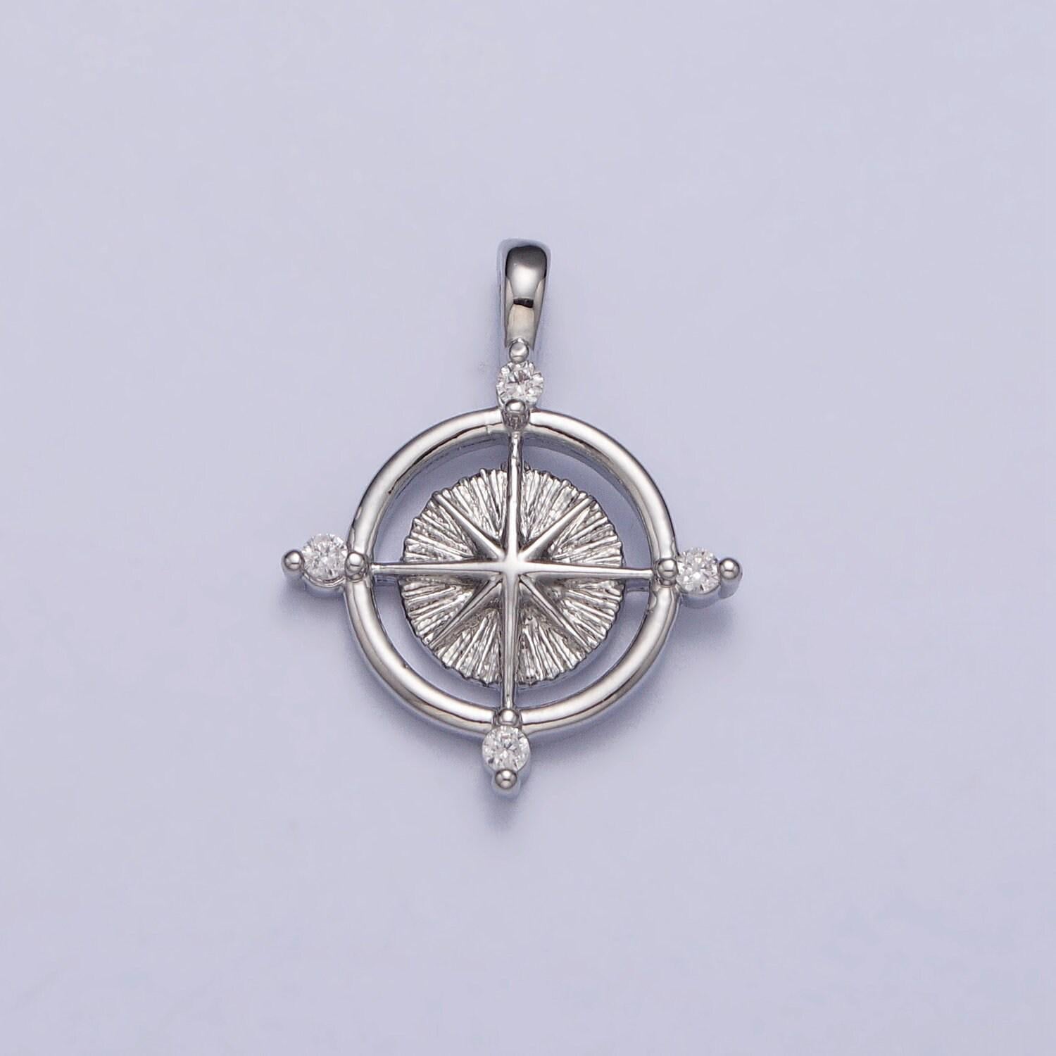 Mini gold compass pendant lead nickel free 24k gold plated brass adventure inspired charm necklace bracelet jewelry making ac127