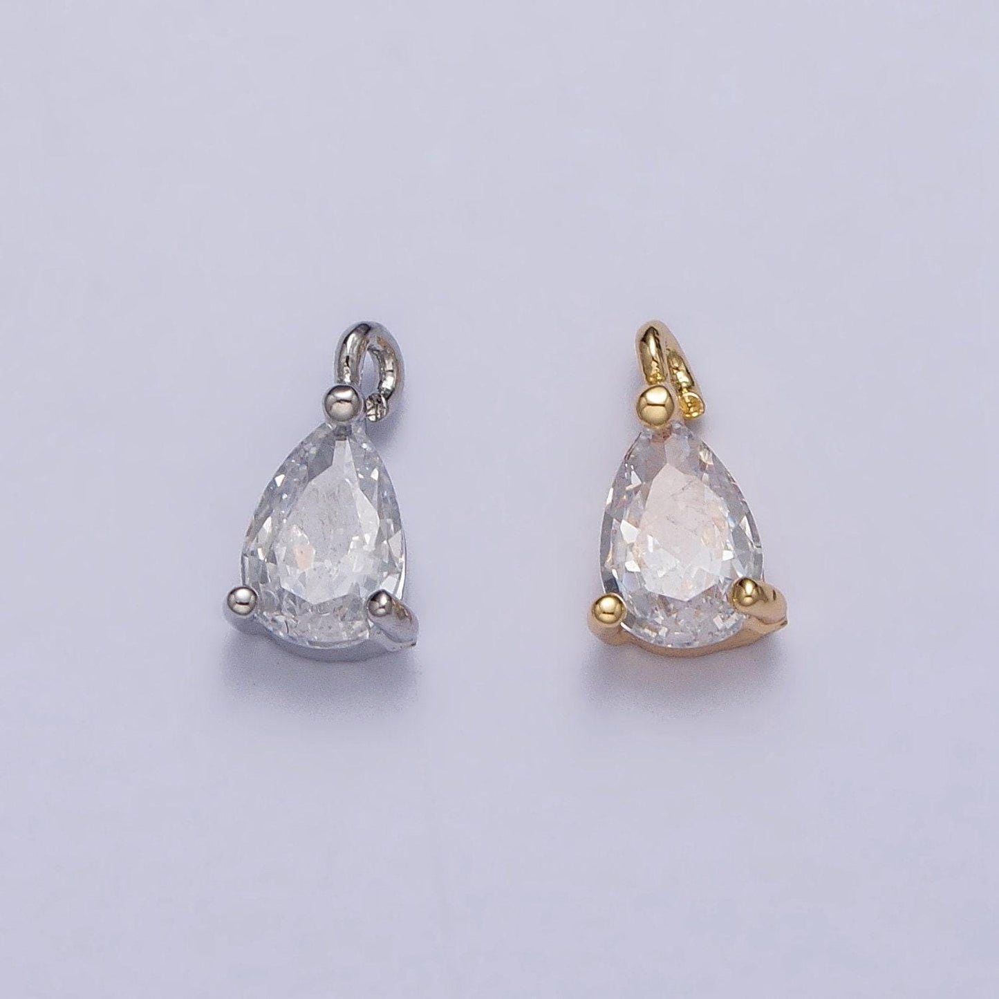 24k gold plated mini tear drop pendant, tiny cz micro pave dangle charm for bracelet necklace earrings charm for jewelry making supply ac125