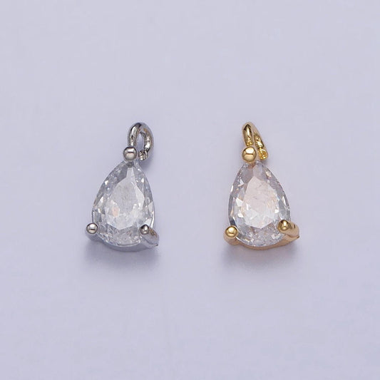 24k gold plated mini tear drop pendant, tiny cz micro pave dangle charm for bracelet necklace earrings charm for jewelry making supply ac125
