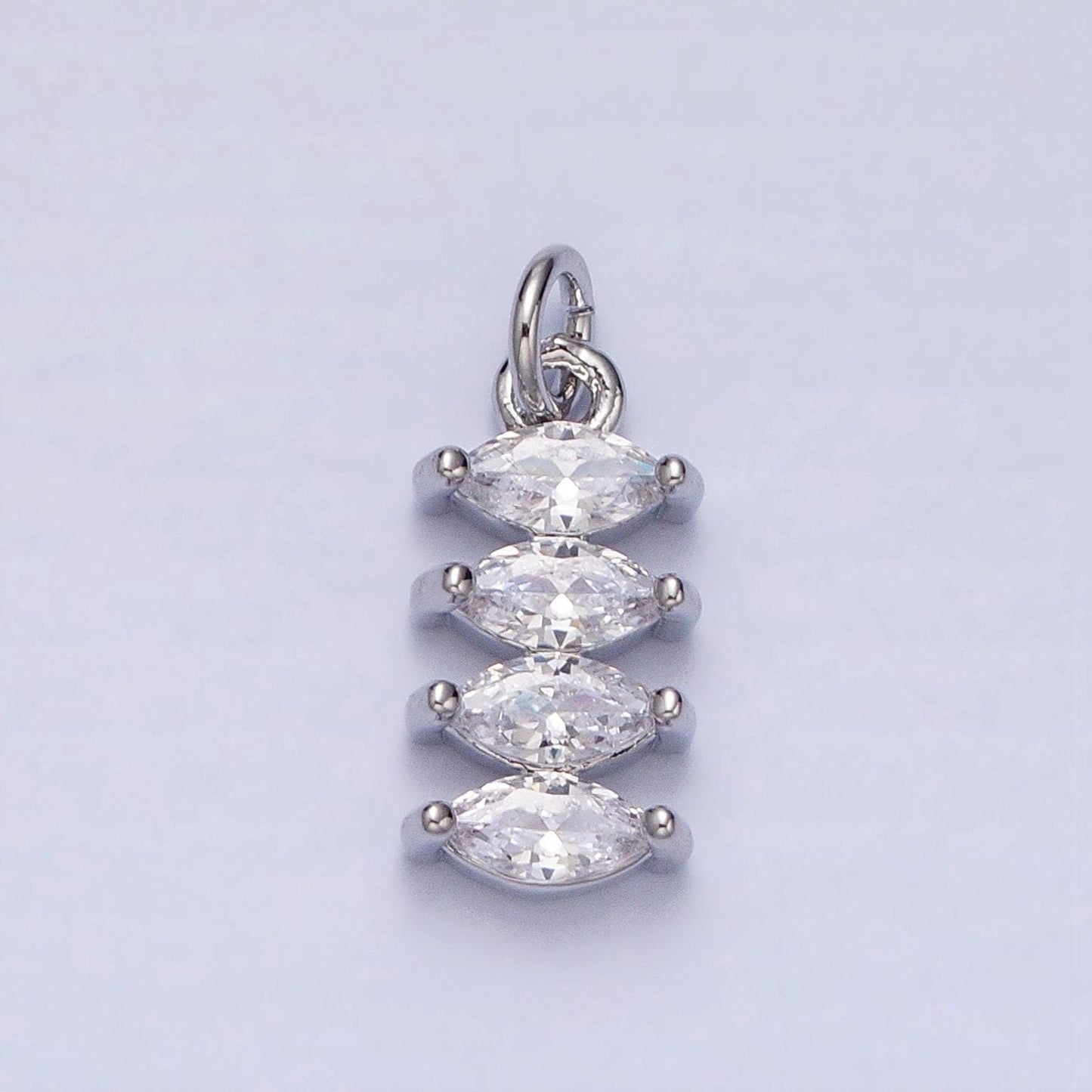 16k gold filled for clear cz marquise lined add-on charm in gold & silver | ac1247 ac1248