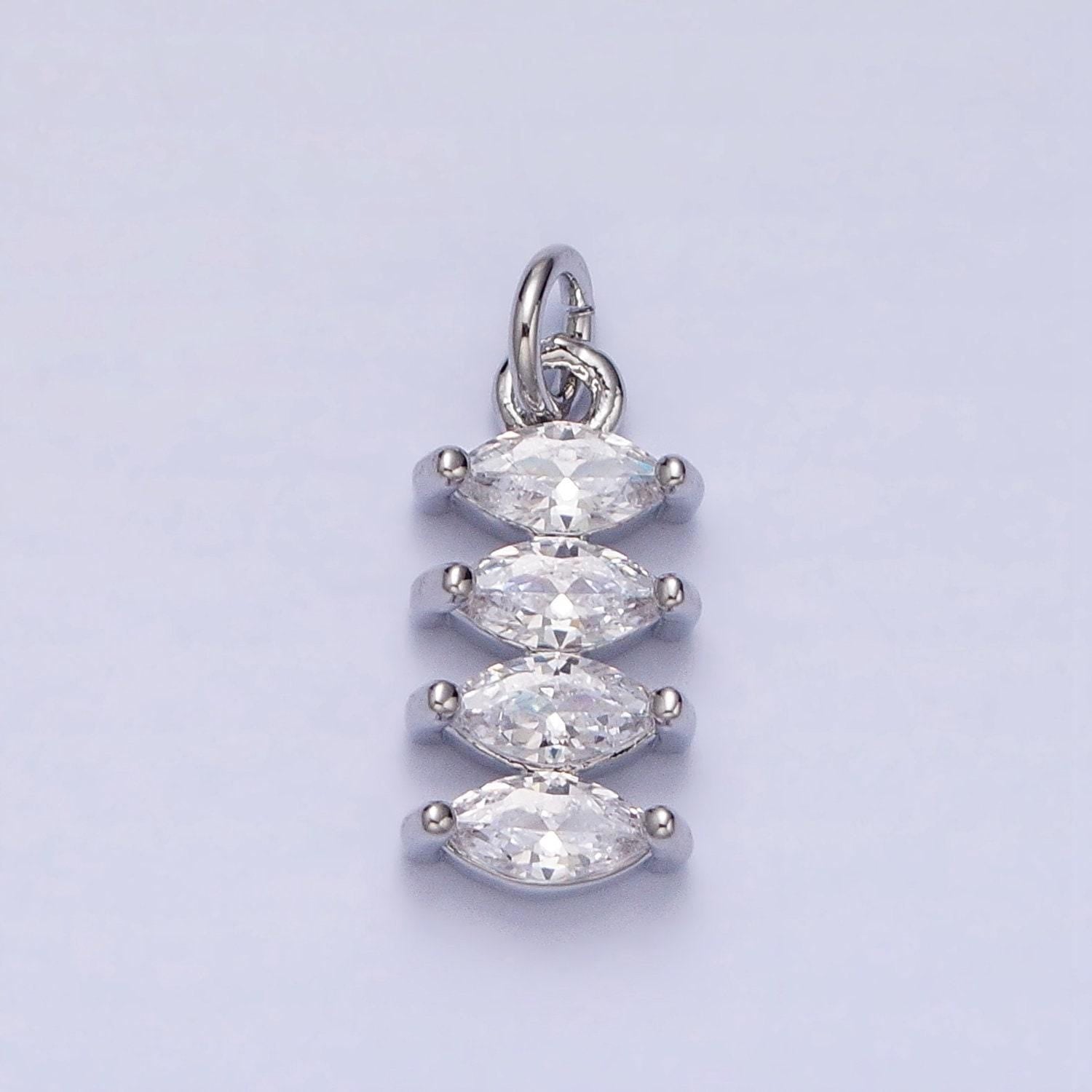 16k gold filled for clear cz marquise lined add-on charm in gold & silver | ac1247 ac1248