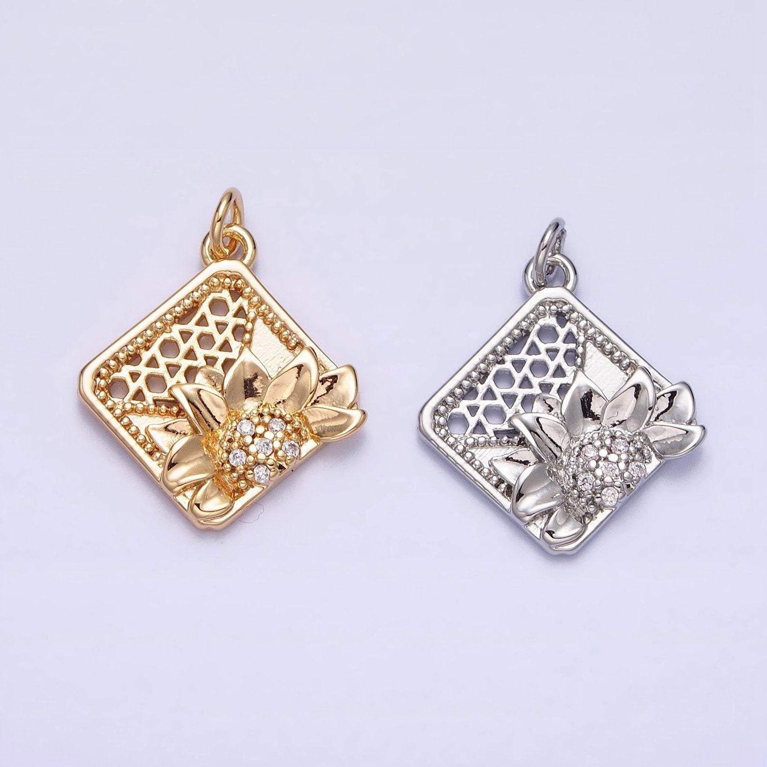 Gold flower charms -mini flower charm - lead nickle free charms - floral charms - sun flower charm ac1245