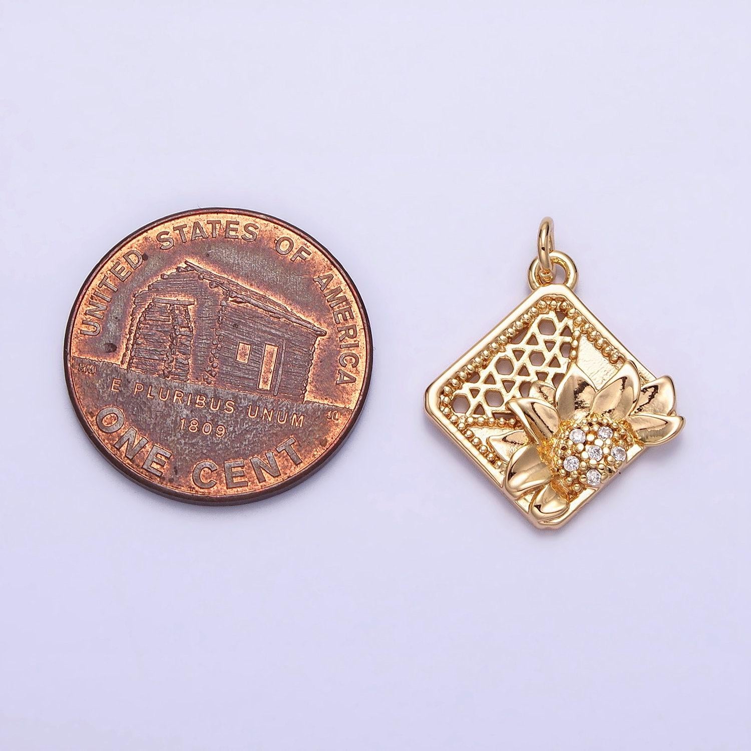 Gold flower charms -mini flower charm - lead nickle free charms - floral charms - sun flower charm ac1245