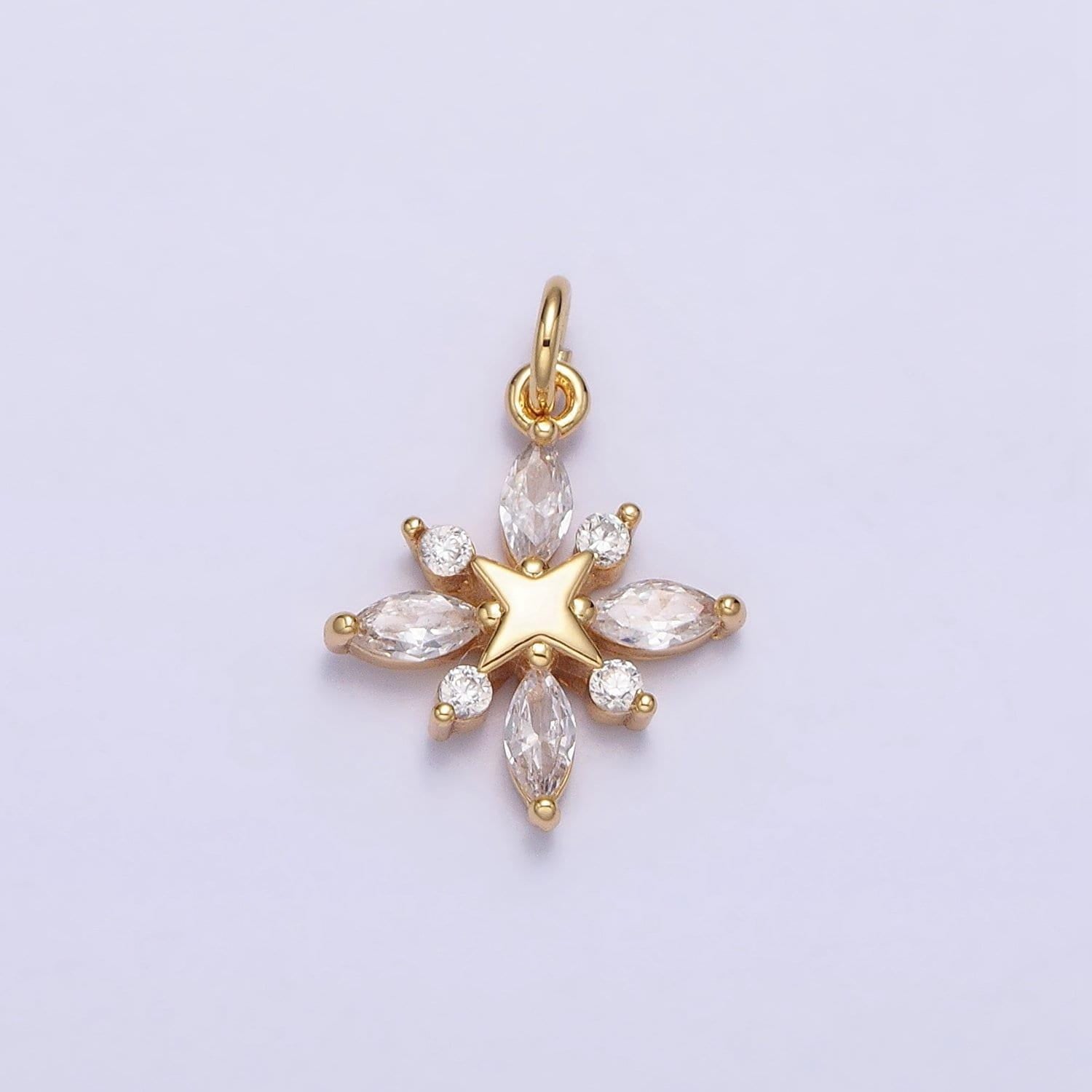 Mini 16k gold filled north star clear marquise cz add-on celestial charm in gold & silver | ac1241 ac1242