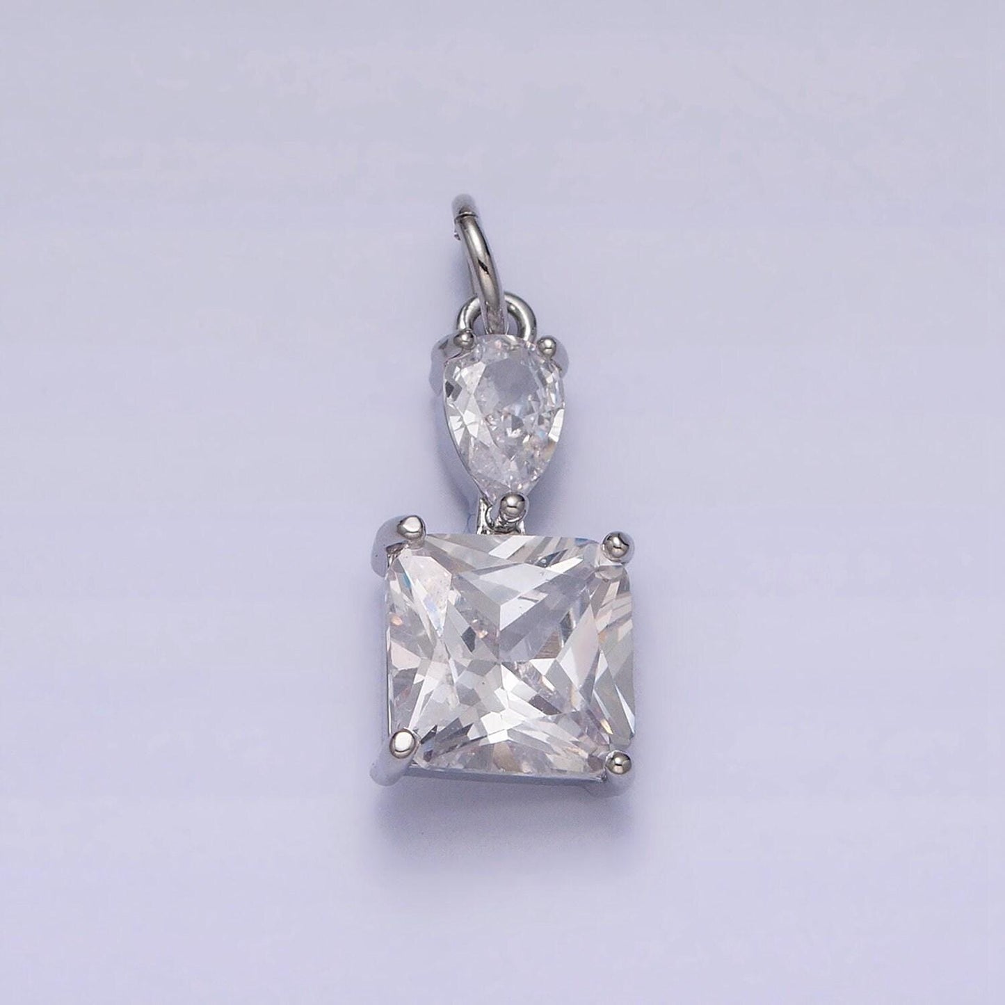 Dainty square cut charm cz gold filled set with cubic zirconia accent for bracelet necklace earring jewelry making ac1243