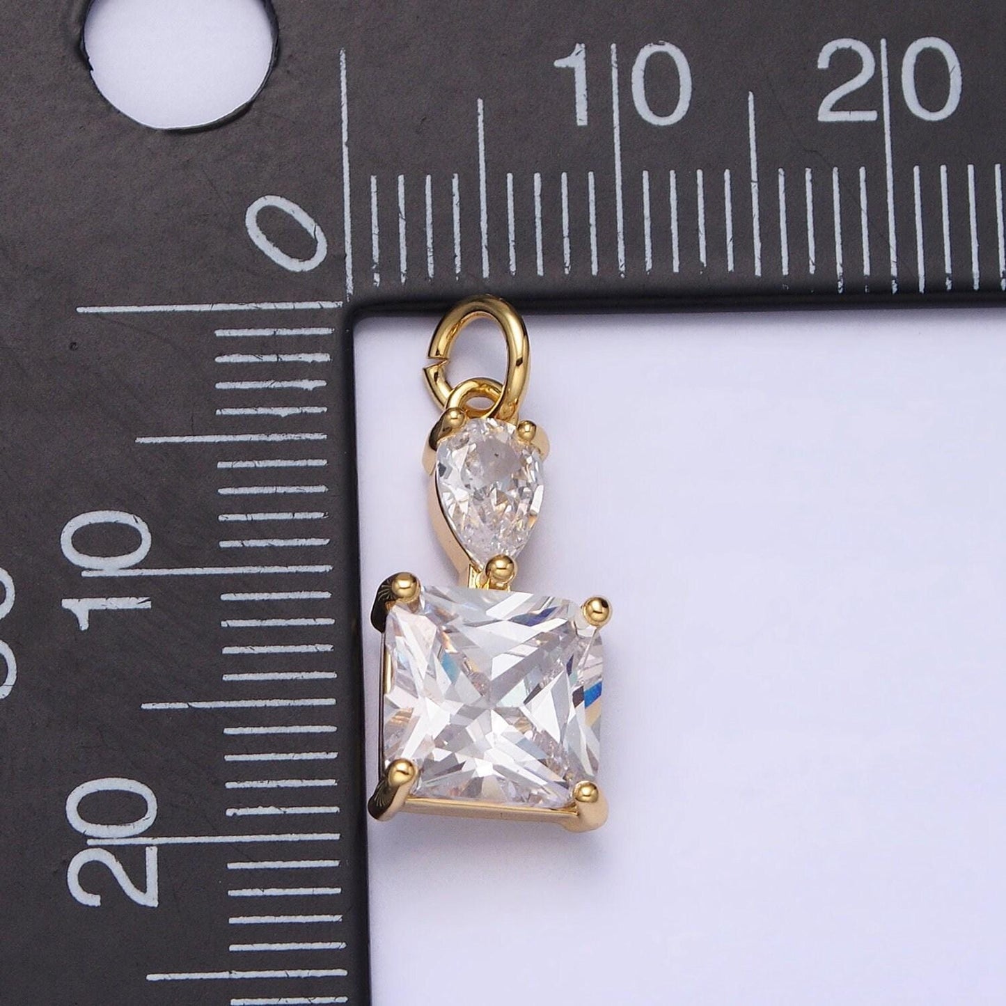 Dainty square cut charm cz gold filled set with cubic zirconia accent for bracelet necklace earring jewelry making ac1243