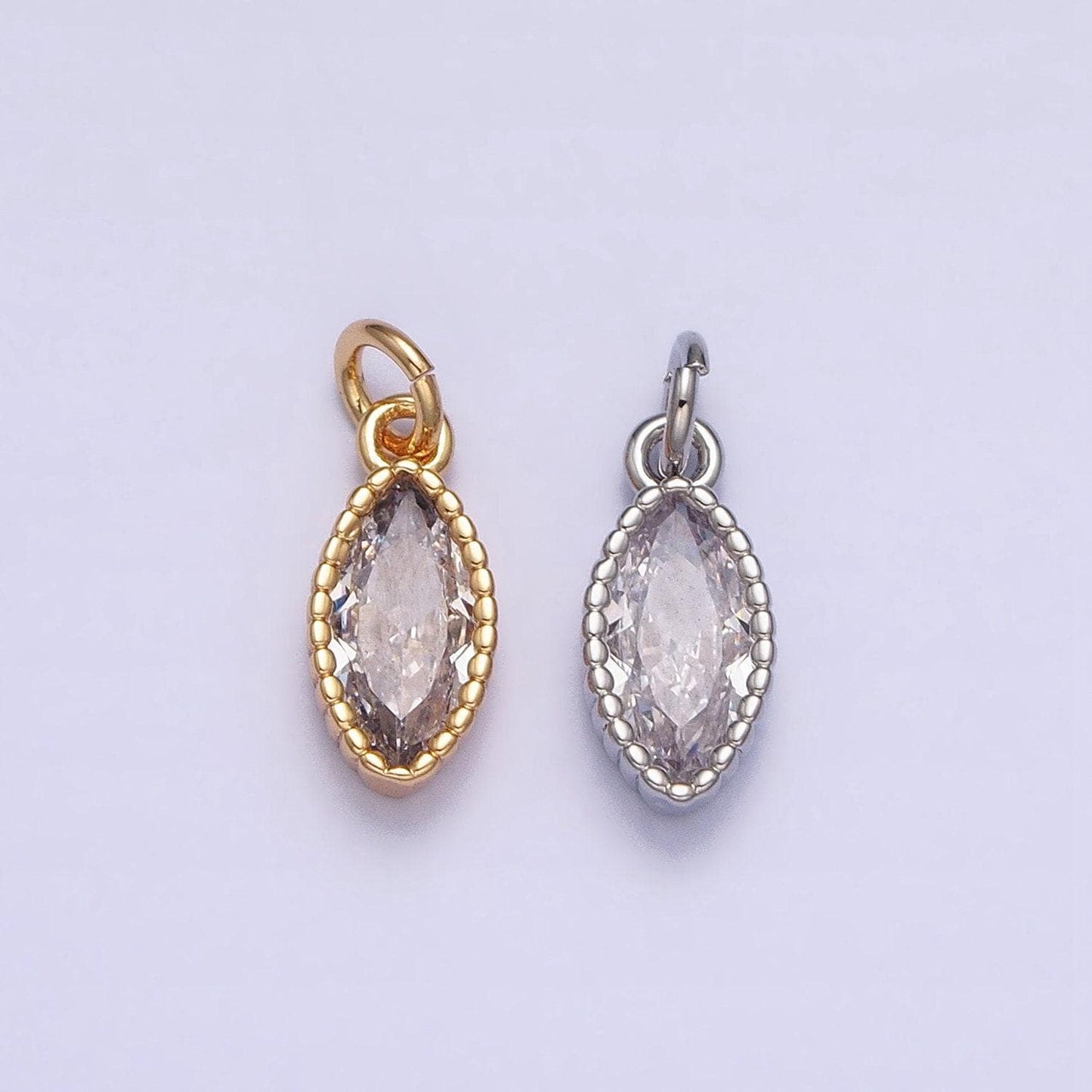 16k gold filled clear cz marquise add-on charm in gold & silver | ac1235 ac1236