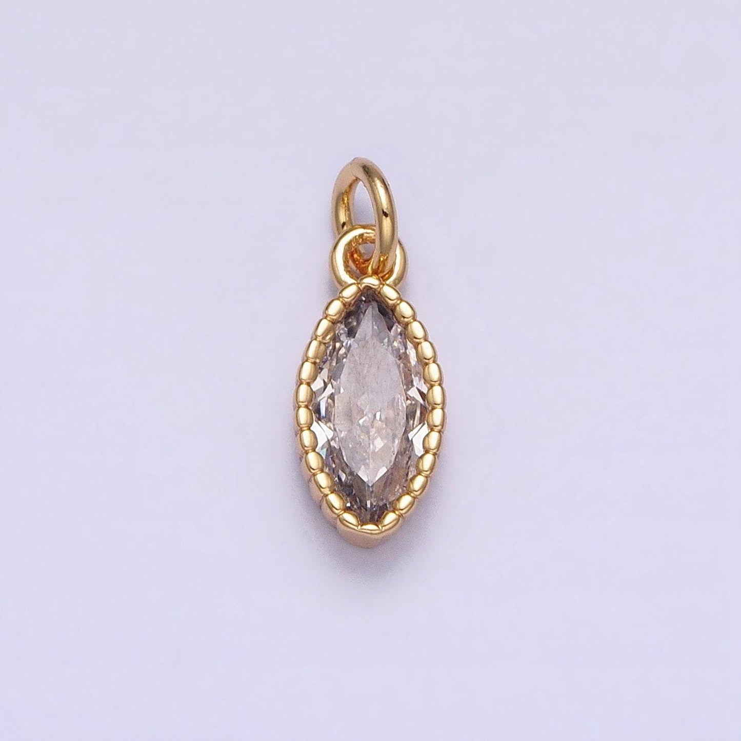 16k gold filled clear cz marquise add-on charm in gold & silver | ac1235 ac1236