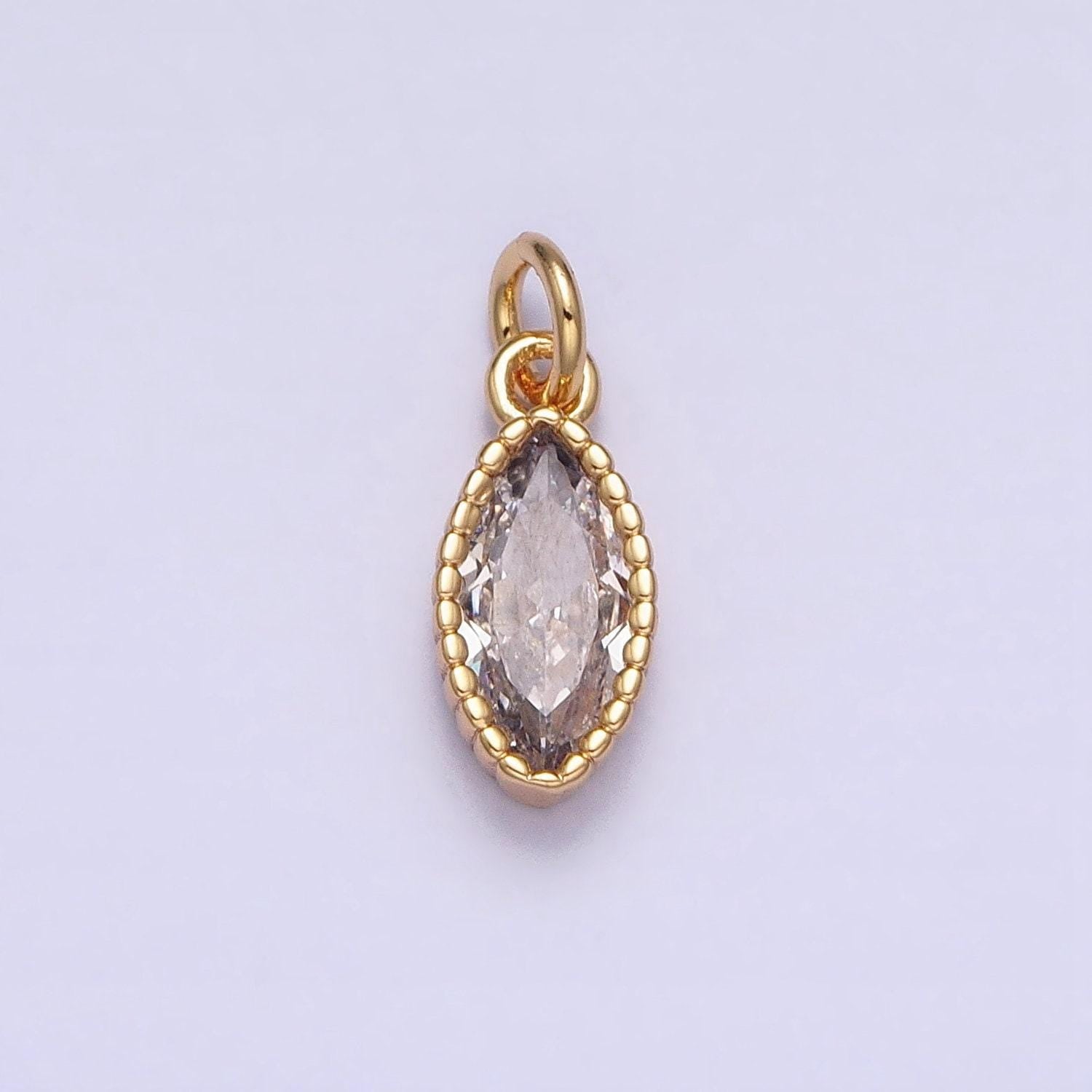 16k gold filled clear cz marquise add-on charm in gold & silver | ac1235 ac1236