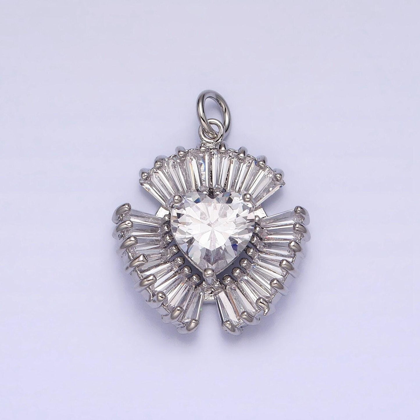 Gold filled radial heart charm necklace, cz heart gold token pendant, dainty heart love valentine gift necklace supply ac1205