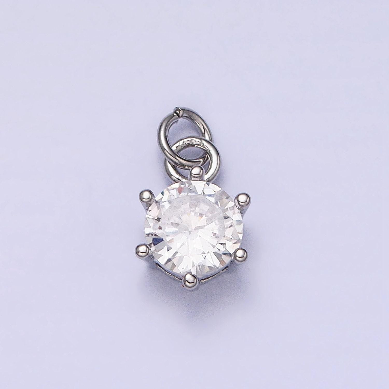 Clear zirconia cubic pave 16k gold filled charm, cz pendant round cubic mini pendant, dainty bracelet earring necklace charm ac1193