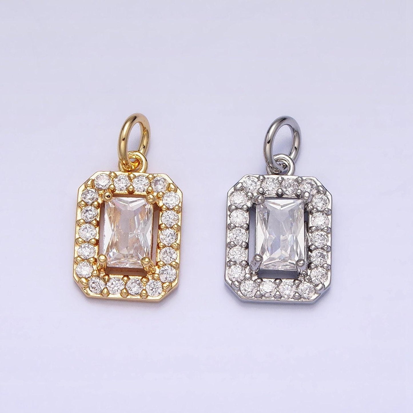 Dainty baguette rectangle charm mini gold geometric pendant for necklace bracelet earring component -920