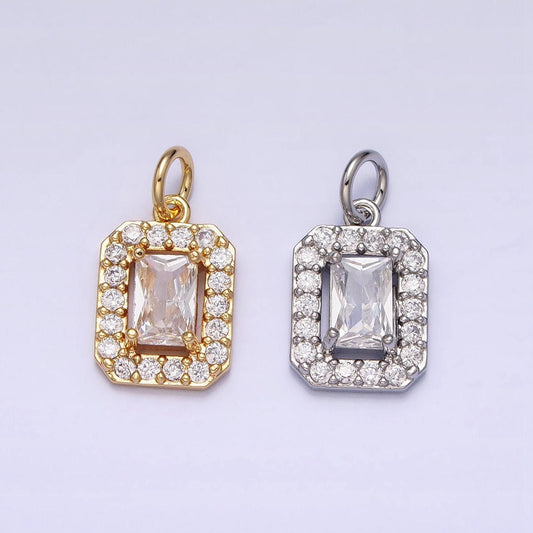 Dainty baguette rectangle charm mini gold geometric pendant for necklace bracelet earring component -920