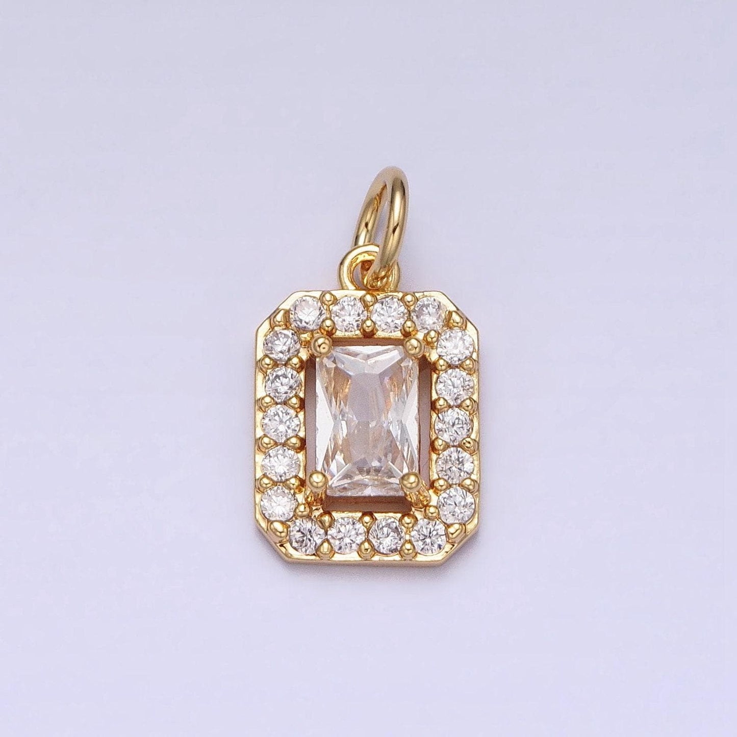Dainty baguette rectangle charm mini gold geometric pendant for necklace bracelet earring component -920