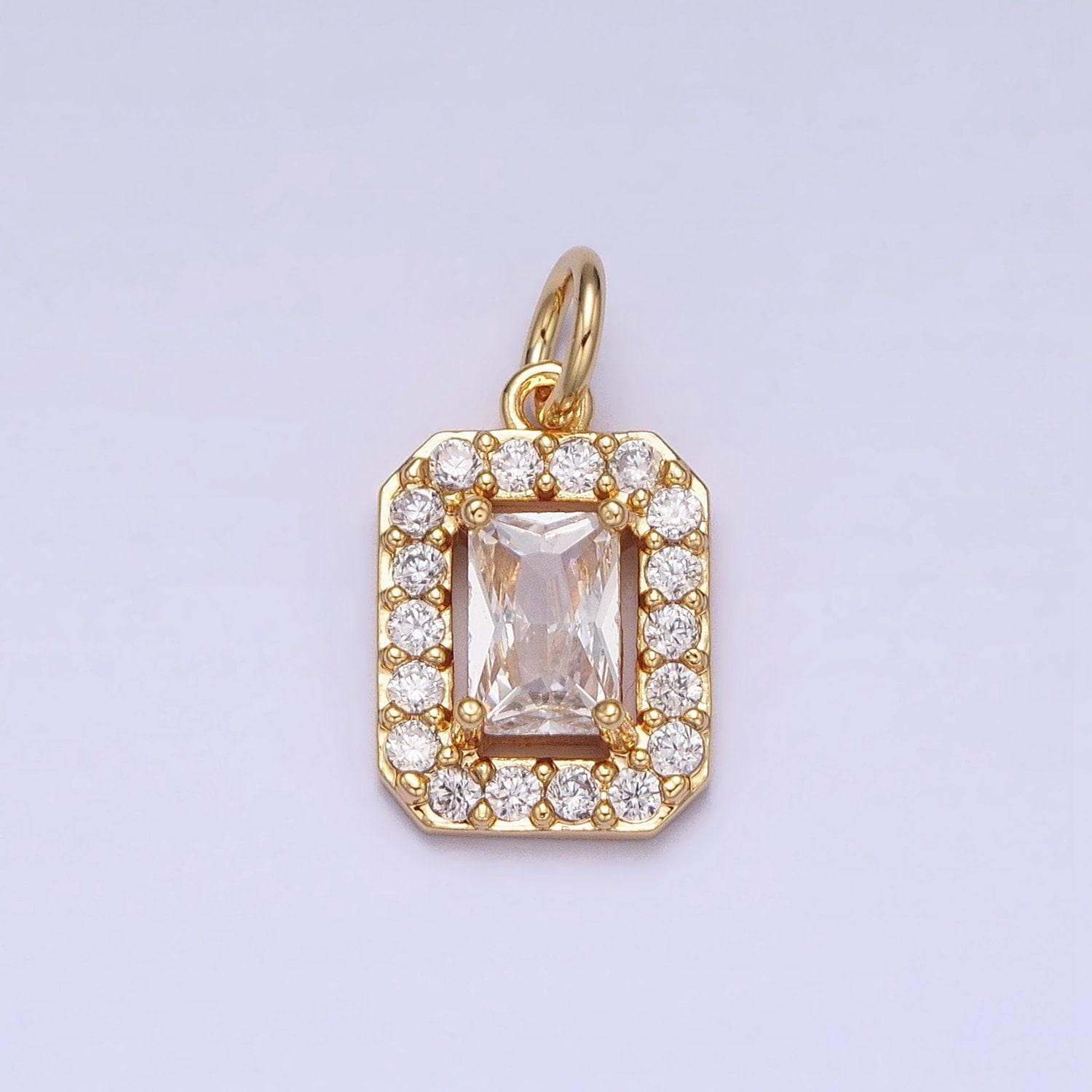 Dainty baguette rectangle charm mini gold geometric pendant for necklace bracelet earring component -920