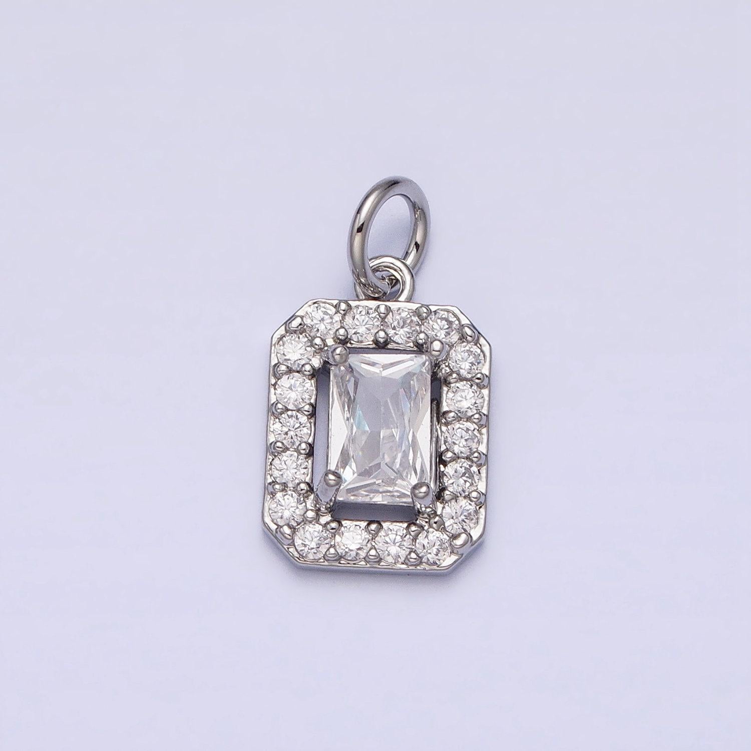 Dainty baguette rectangle charm mini gold geometric pendant for necklace bracelet earring component -920