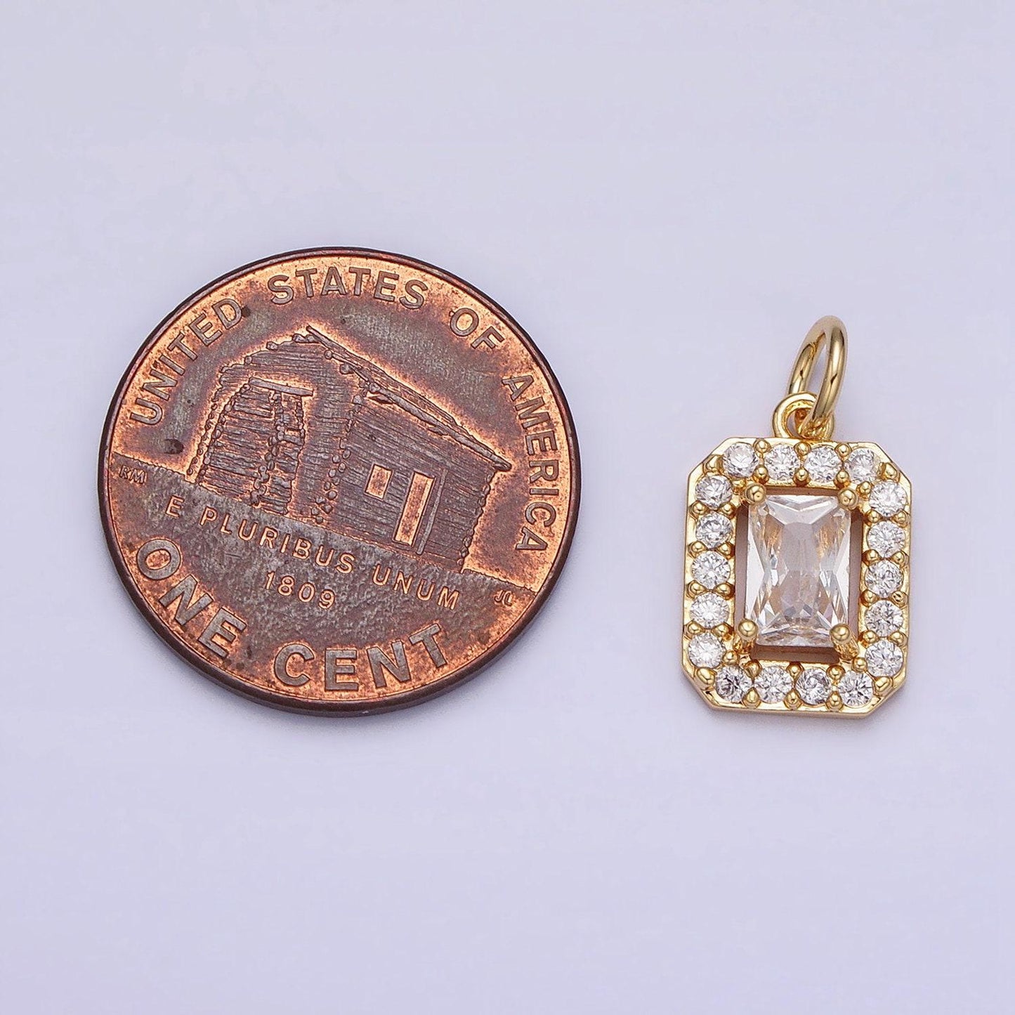 Dainty baguette rectangle charm mini gold geometric pendant for necklace bracelet earring component -920