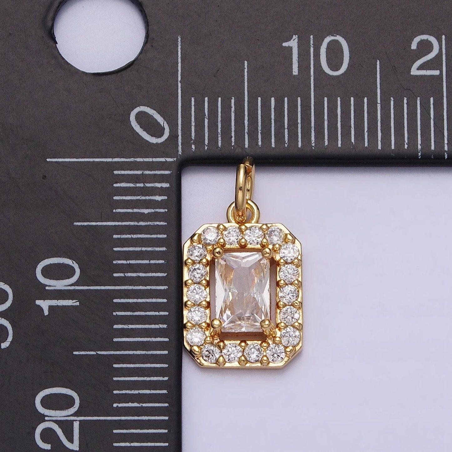 Dainty baguette rectangle charm mini gold geometric pendant for necklace bracelet earring component -920