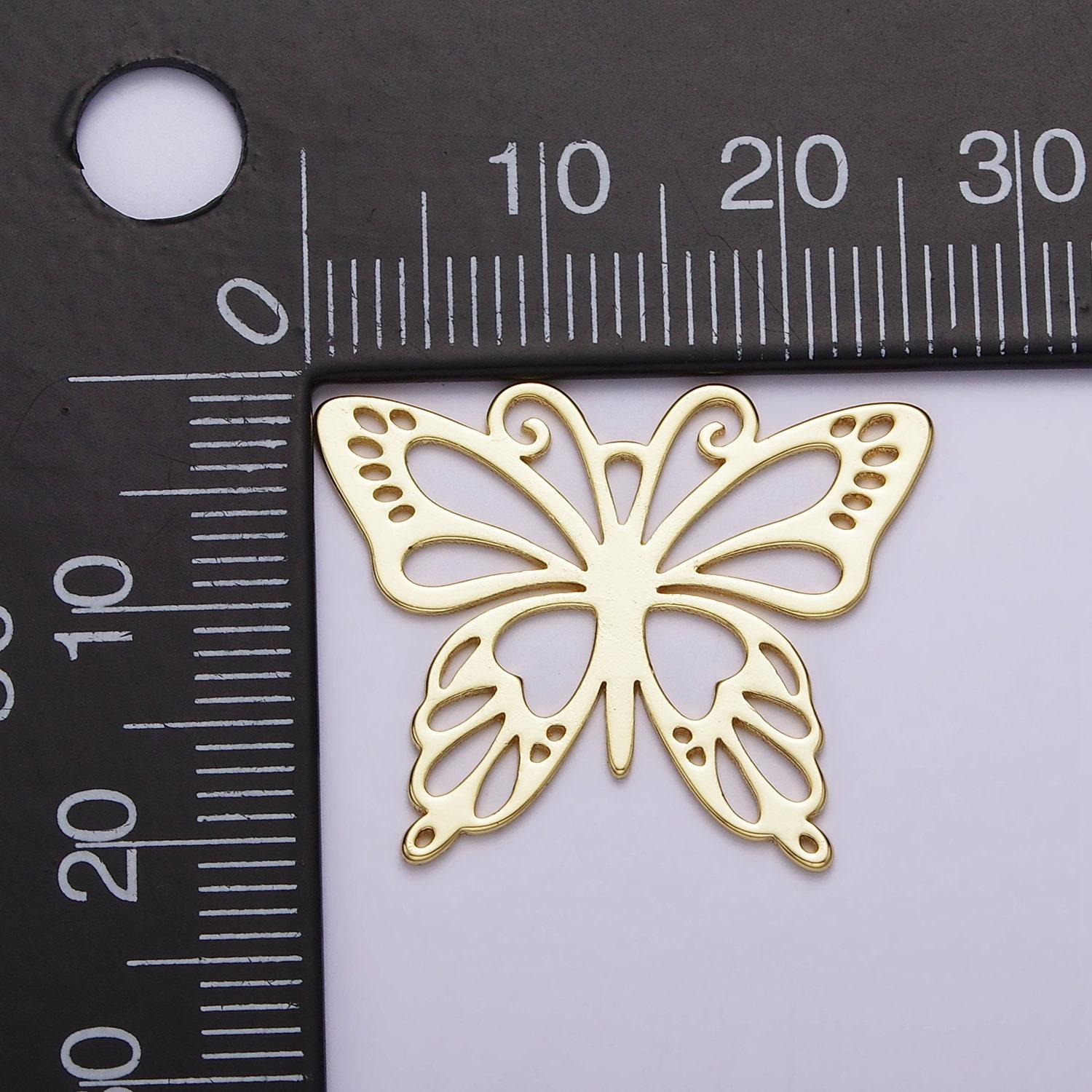 24k gold filled open antenna butterfly mariposa charm | ac1454
