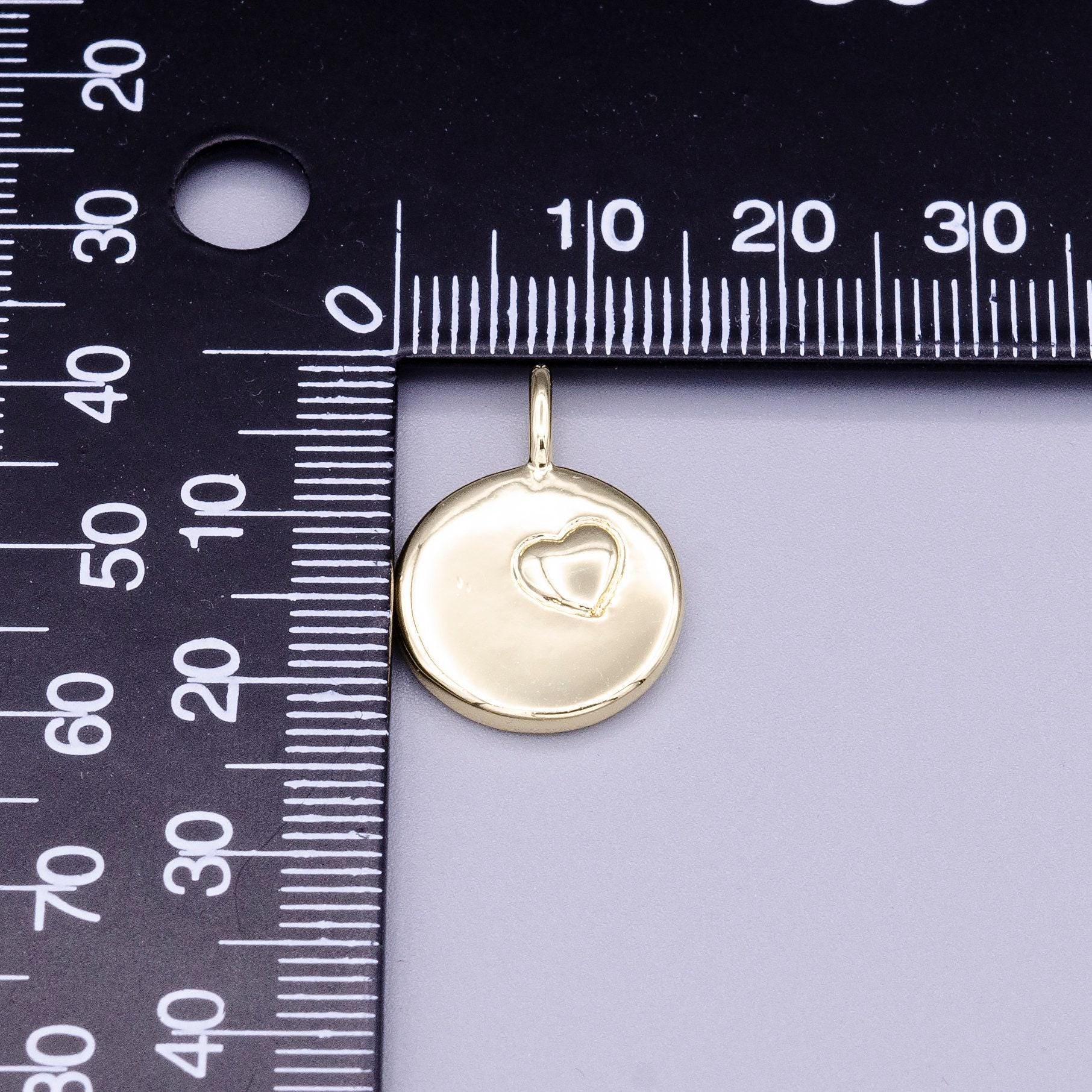 Dainty gold heart charm dainty silver round charm jewelry supplies. handcrafted supplies ac1181