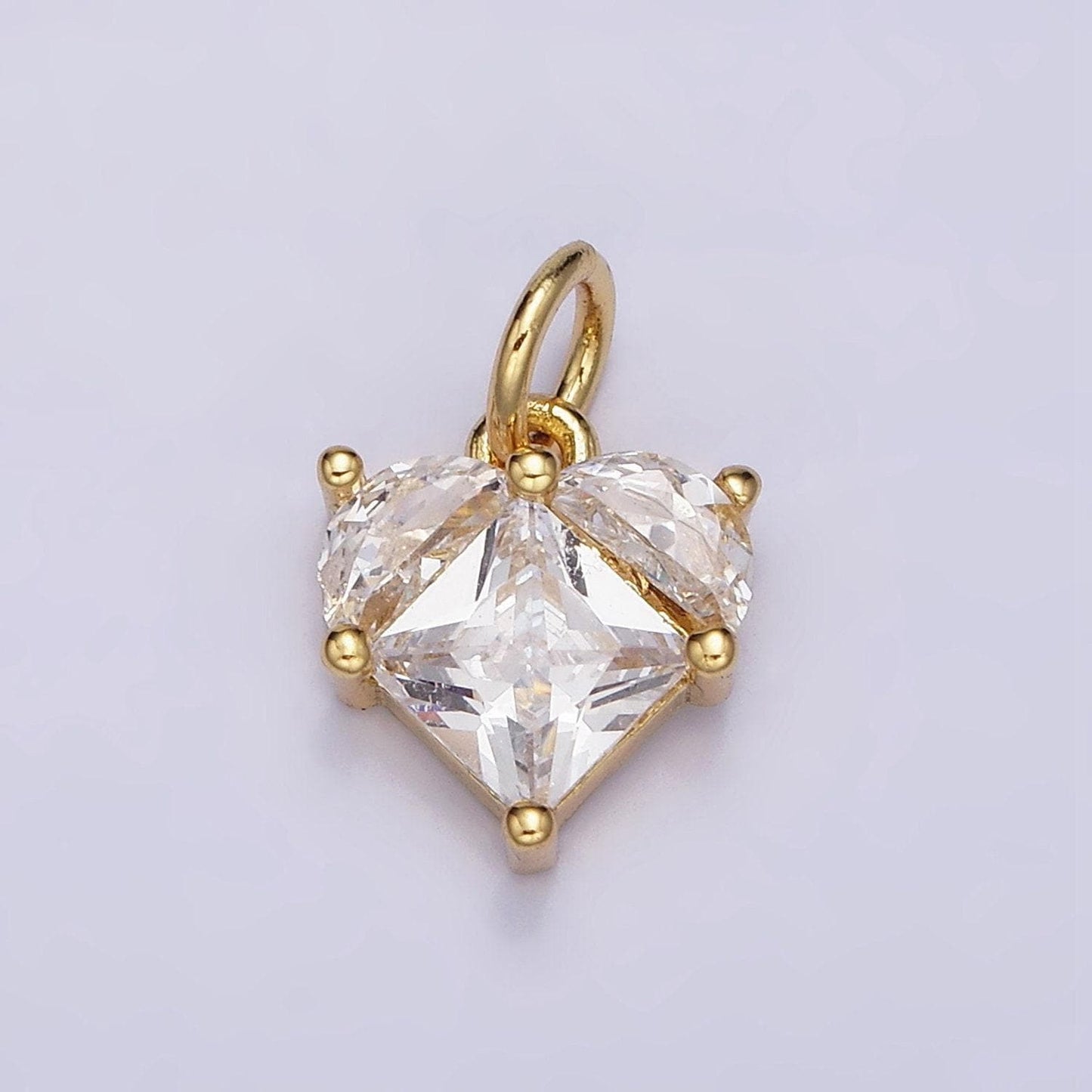 Tiny heart charms cubic zirconia small dainty love pendant wholesale bulk diy jewelry findings ac1176