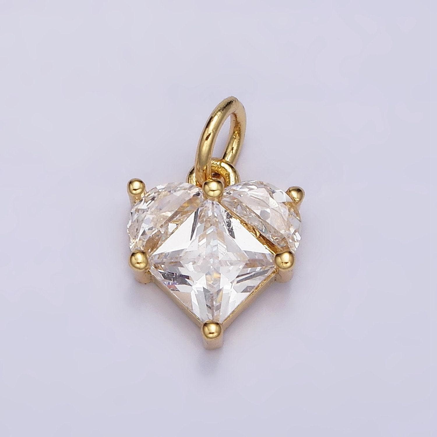Tiny heart charms cubic zirconia small dainty love pendant wholesale bulk diy jewelry findings ac1176
