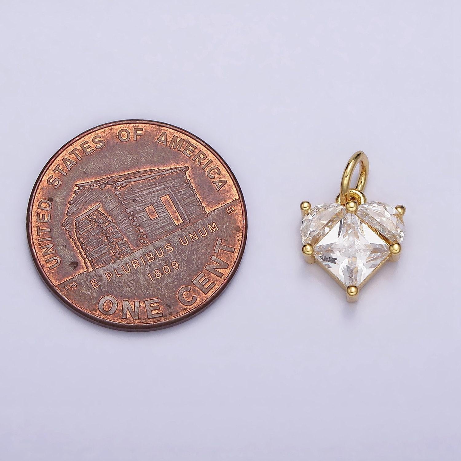 Tiny heart charms cubic zirconia small dainty love pendant wholesale bulk diy jewelry findings ac1176
