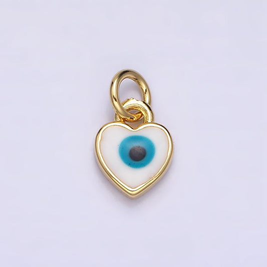 Mini gold teal blue evil eye enamel heart add-on charm for bracelet necklace earring component | ac1174