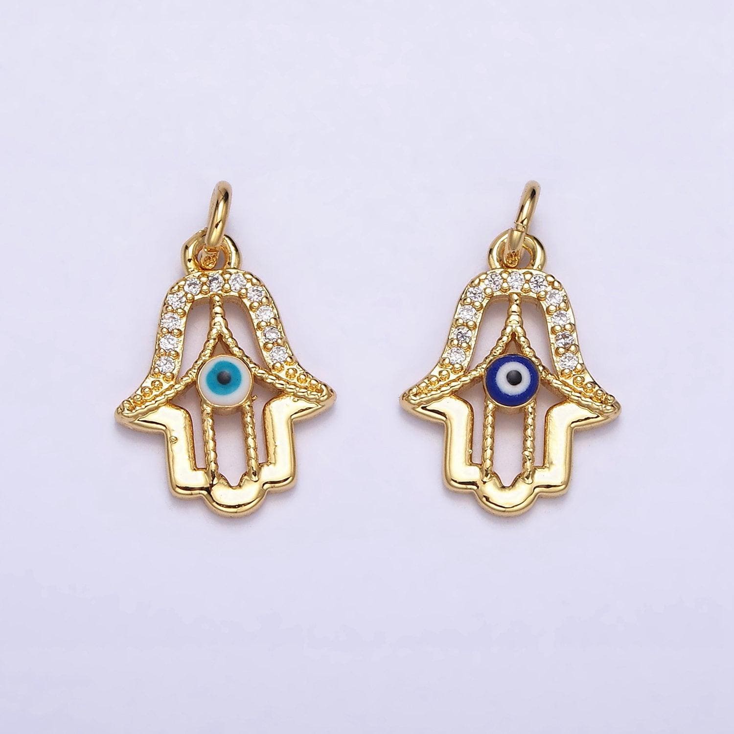 Tiny hamsa hand charm cubic hand pendant gold plated for earring bracelet necklace component ac1172