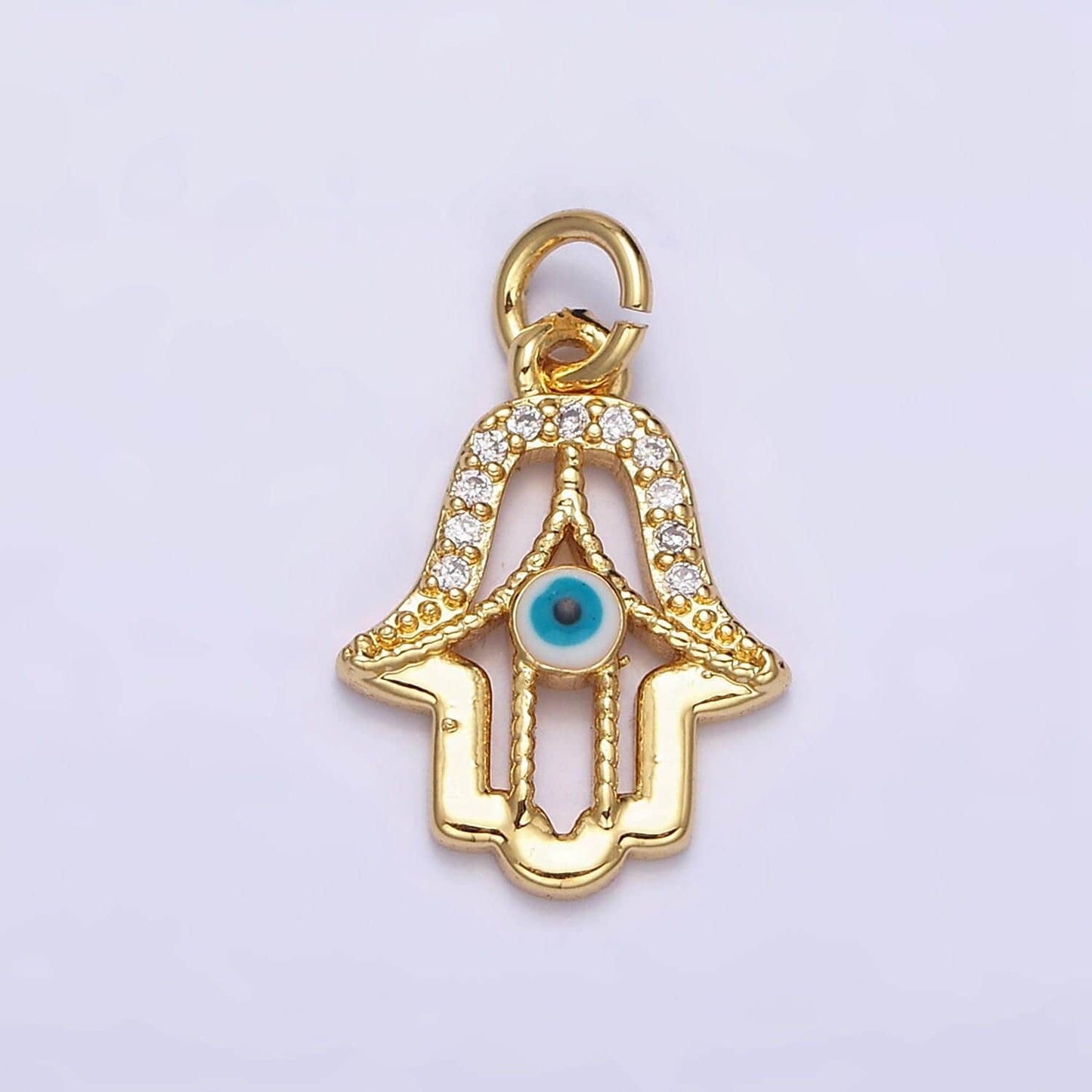 Tiny hamsa hand charm cubic hand pendant gold plated for earring bracelet necklace component ac1172