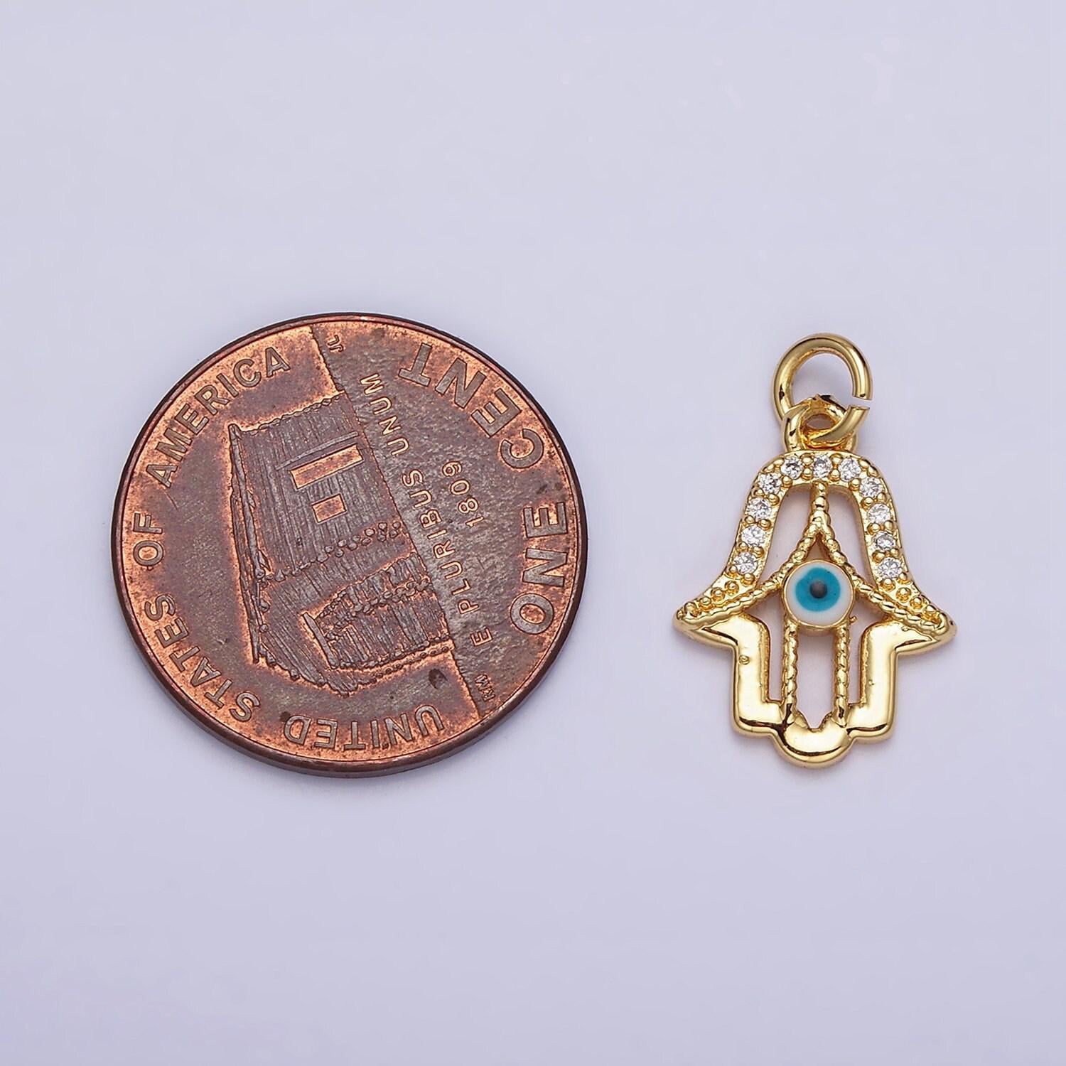 Tiny hamsa hand charm cubic hand pendant gold plated for earring bracelet necklace component ac1172