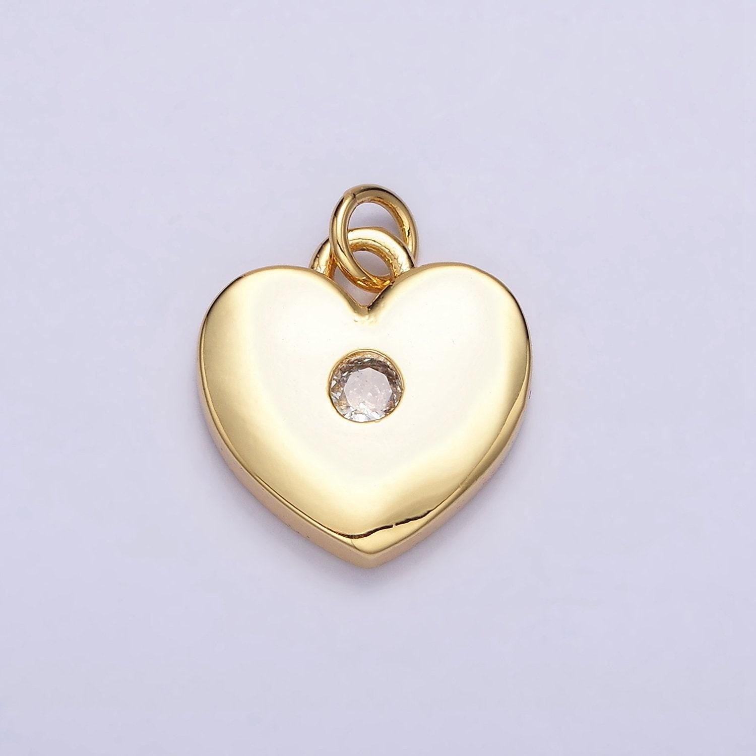 16k gold filled 19mm mini clear cz heart add-on charm | ac1169