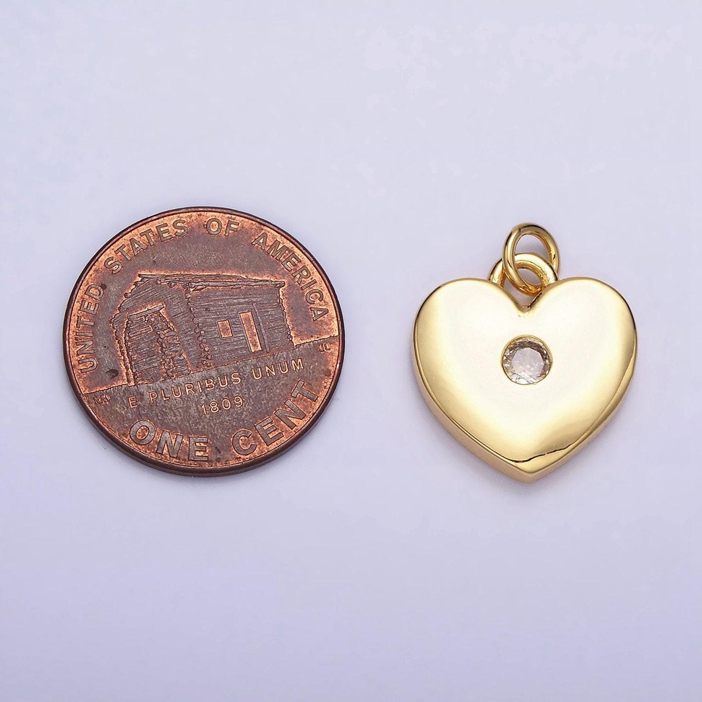 16k gold filled 19mm mini clear cz heart add-on charm | ac1169