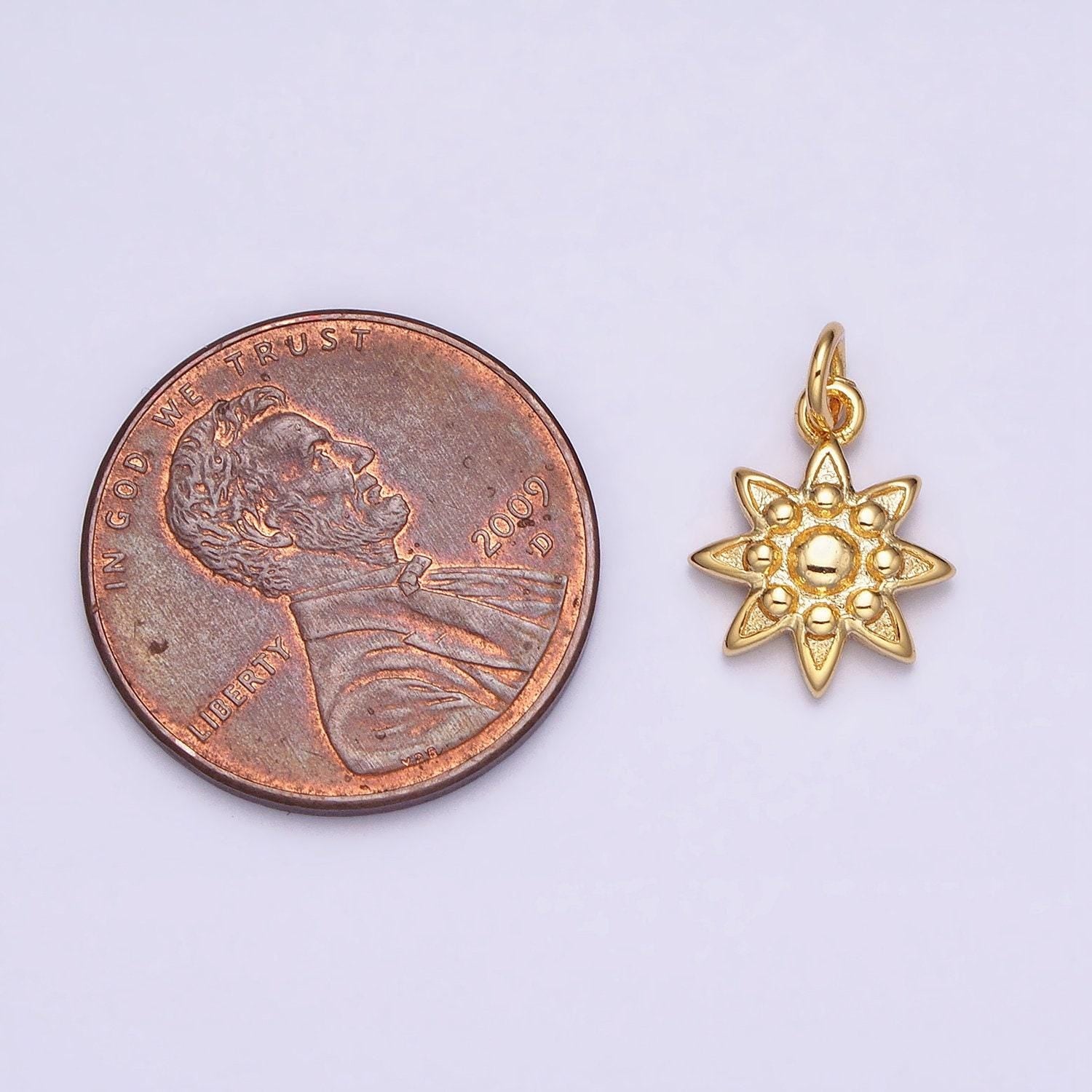 Mini gold sun charm dainty sun charm pendant celestial charms, tribal sun charm yoga bohemian boho jewelry inspired supply ac1165