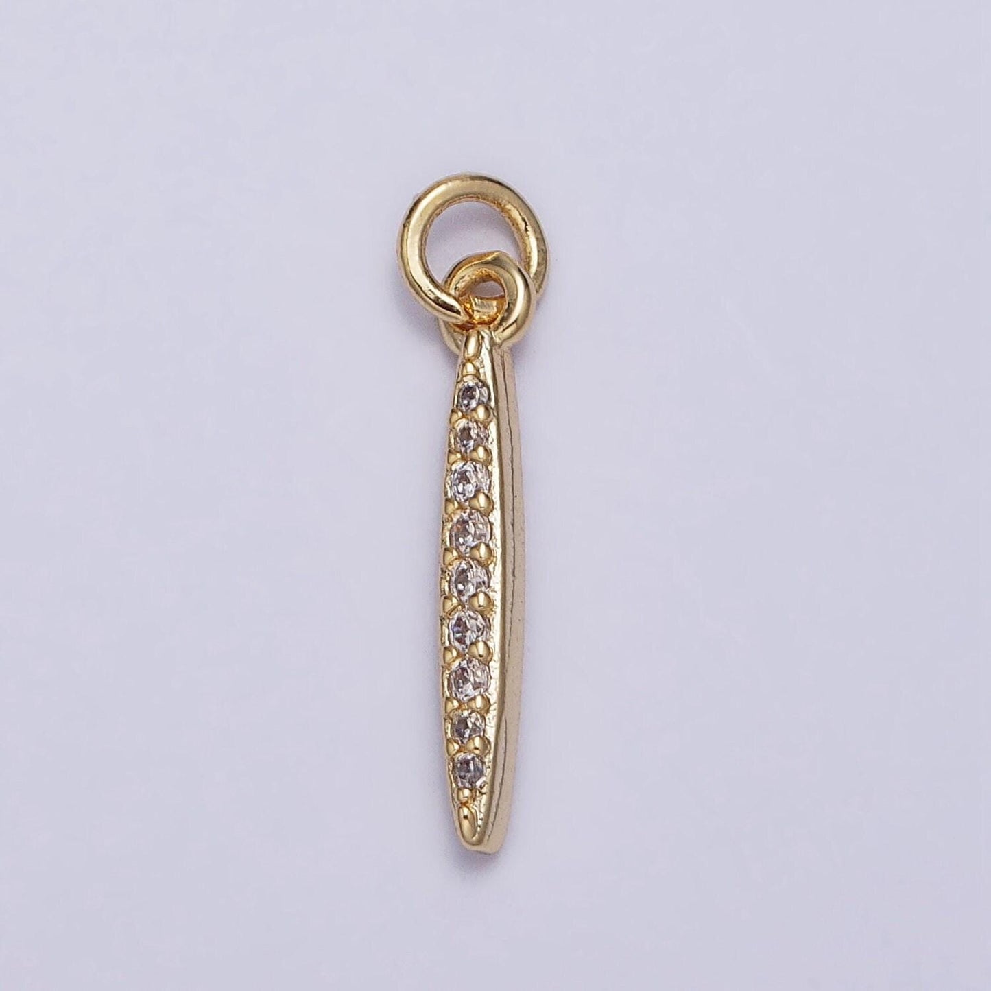 16k gold filled mini pin linear stone short bar micro paved cz add-on charm | ac1160
