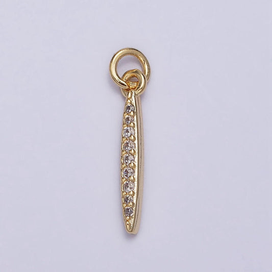 16k gold filled mini pin linear stone short bar micro paved cz add-on charm | ac1160