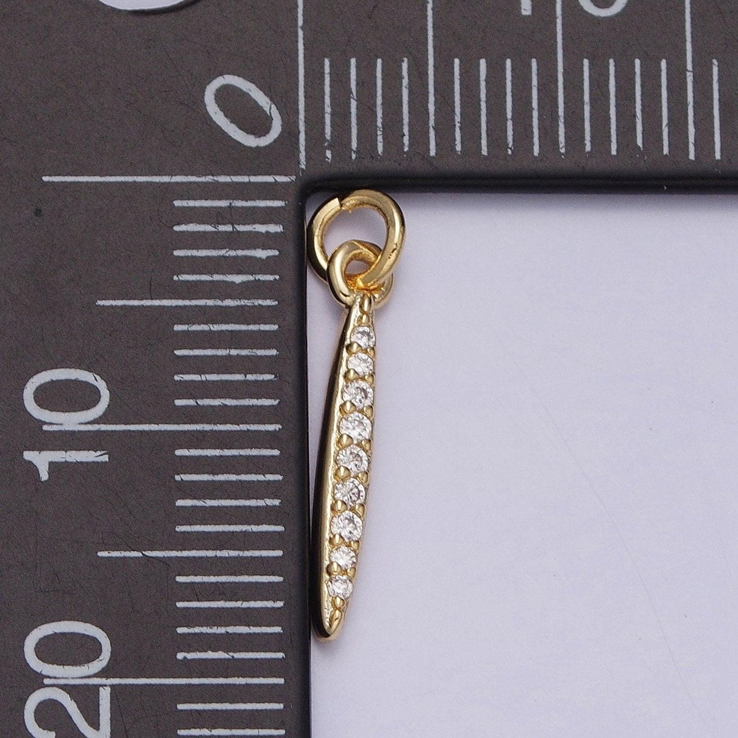 16k gold filled mini pin linear stone short bar micro paved cz add-on charm | ac1160