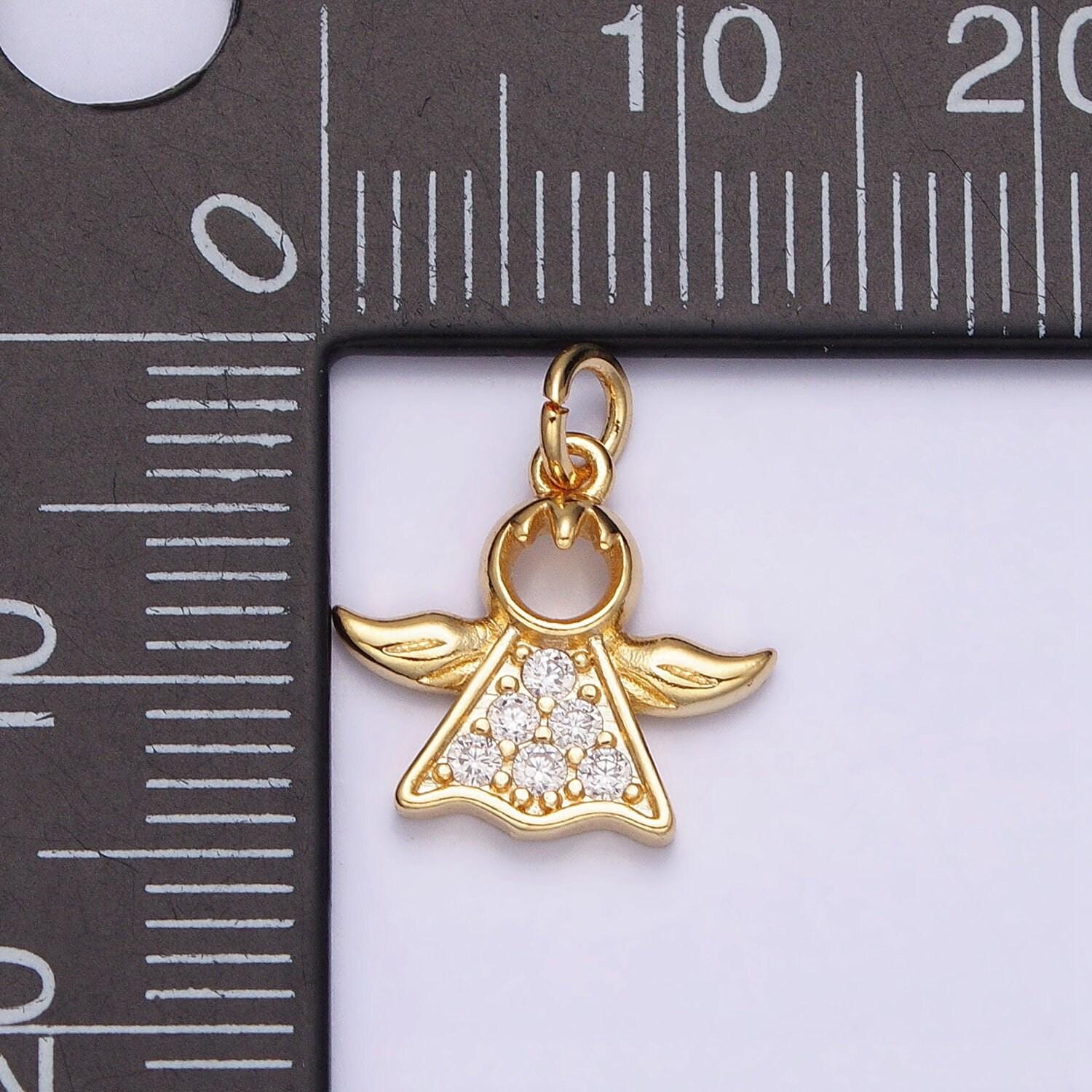 Mini 16k gold filled angel pendant jewelry making supplies wholesale charm kids guardian angel protection jewelry ac1153