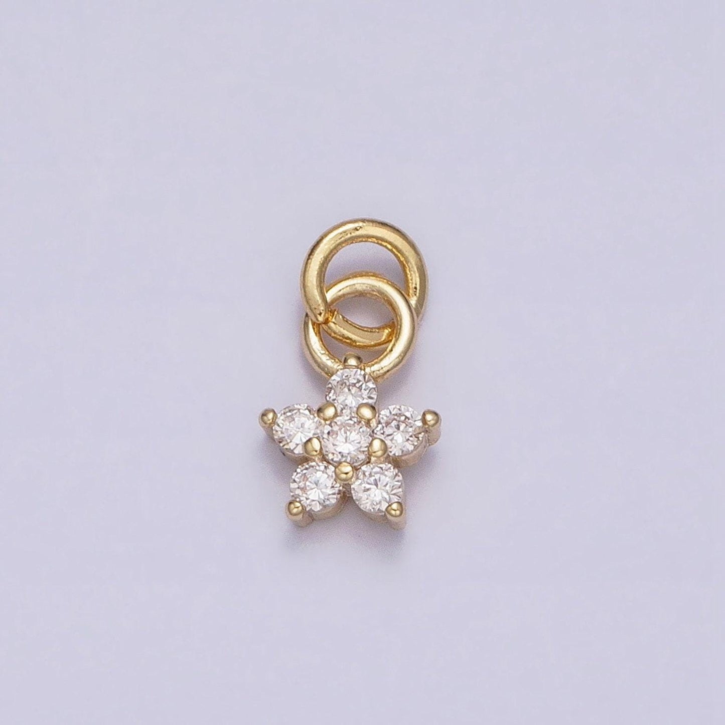 Mini gold flower pendant , cubic flower petal charm add on charm mix charm for bracelet necklace earring supply ac1148