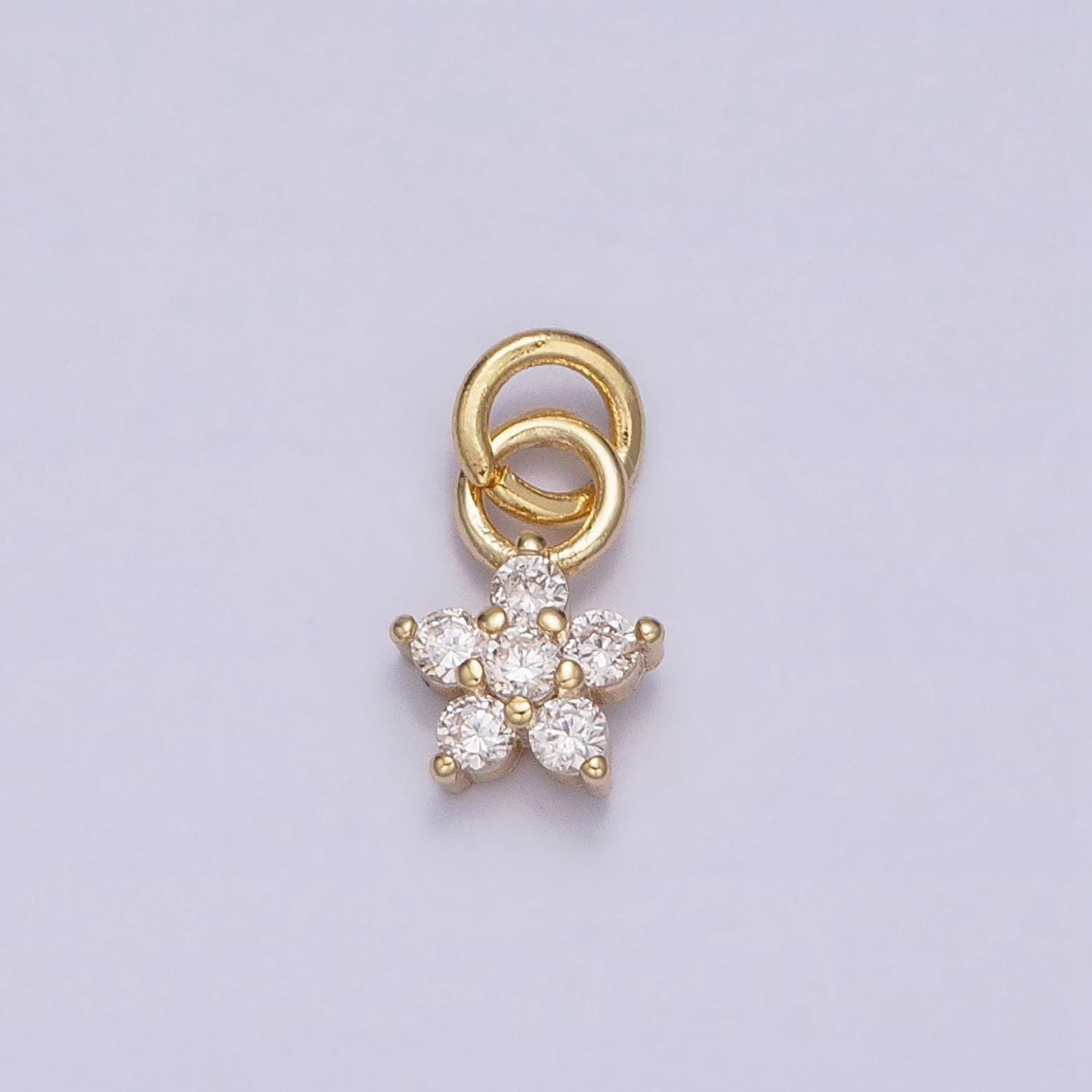 Mini gold flower pendant , cubic flower petal charm add on charm mix charm for bracelet necklace earring supply ac1148