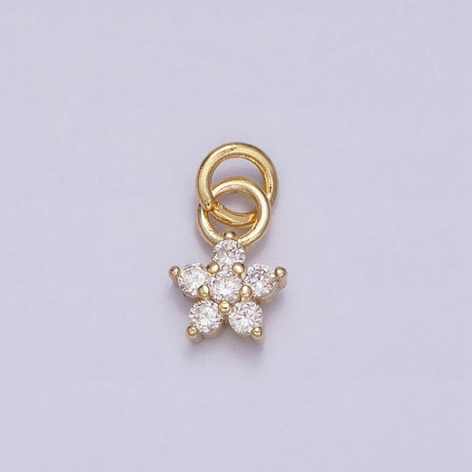 Mini gold flower pendant , cubic flower petal charm add on charm mix charm for bracelet necklace earring supply ac1148