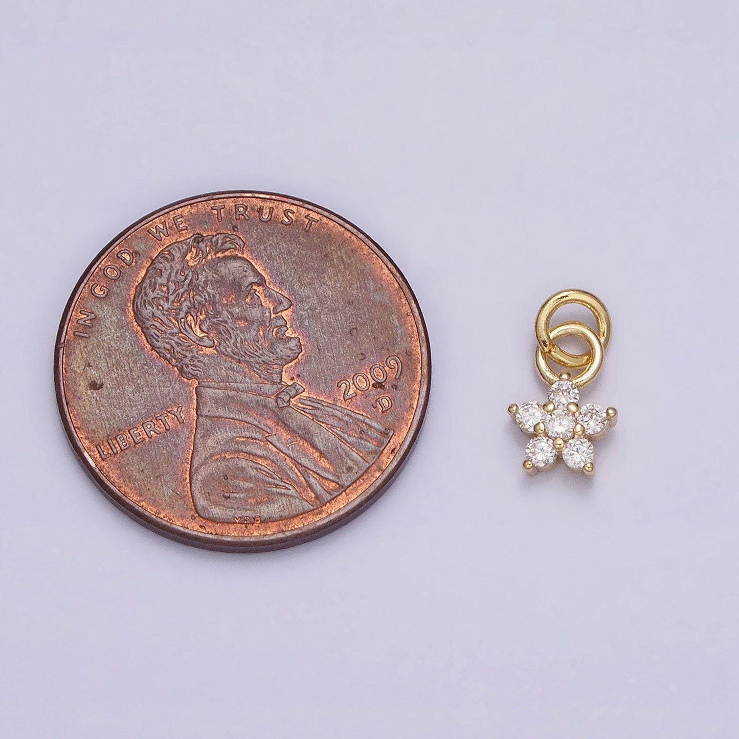 Mini gold flower pendant , cubic flower petal charm add on charm mix charm for bracelet necklace earring supply ac1148