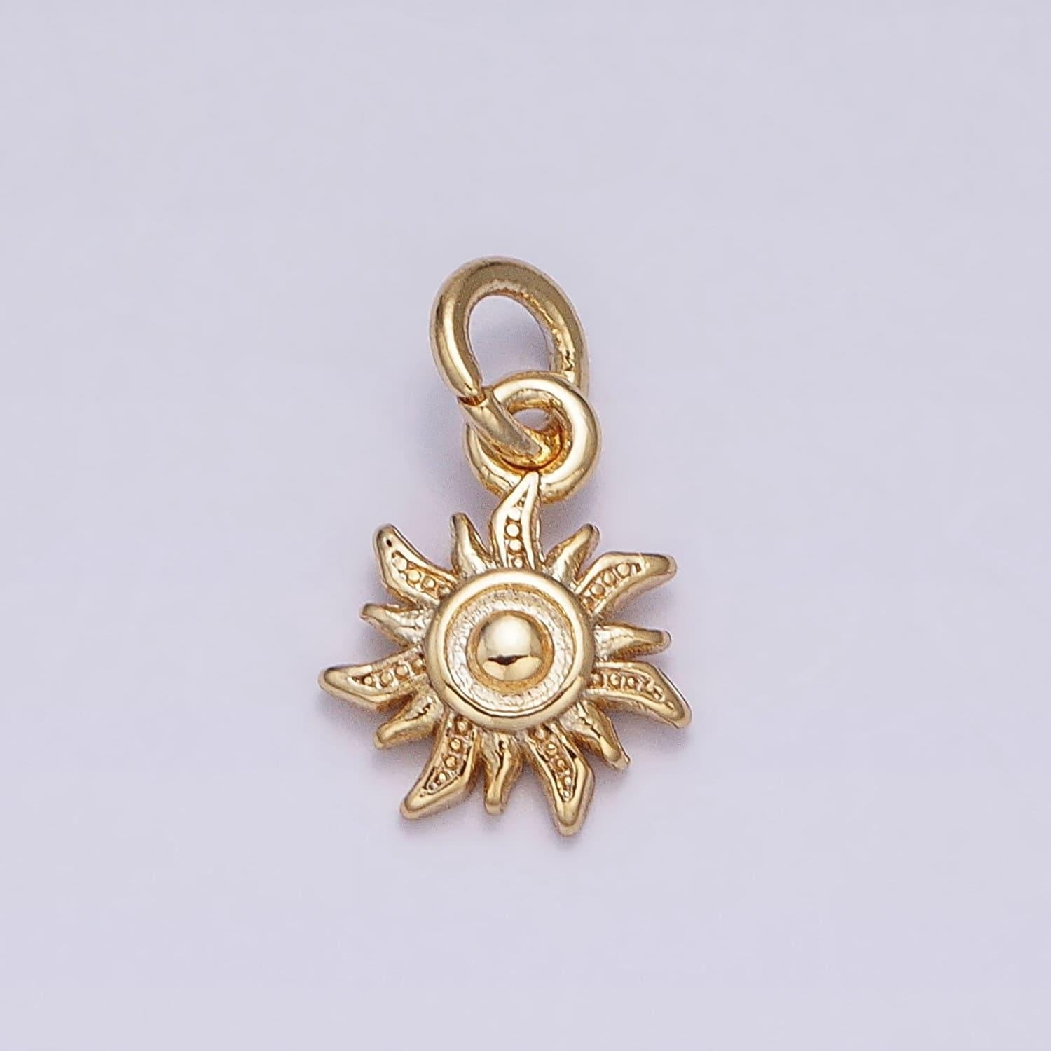 Dainty sun burst clear cluster cubic zirconia charm pendant cz floral nature charm bracelet necklace earring supply -615