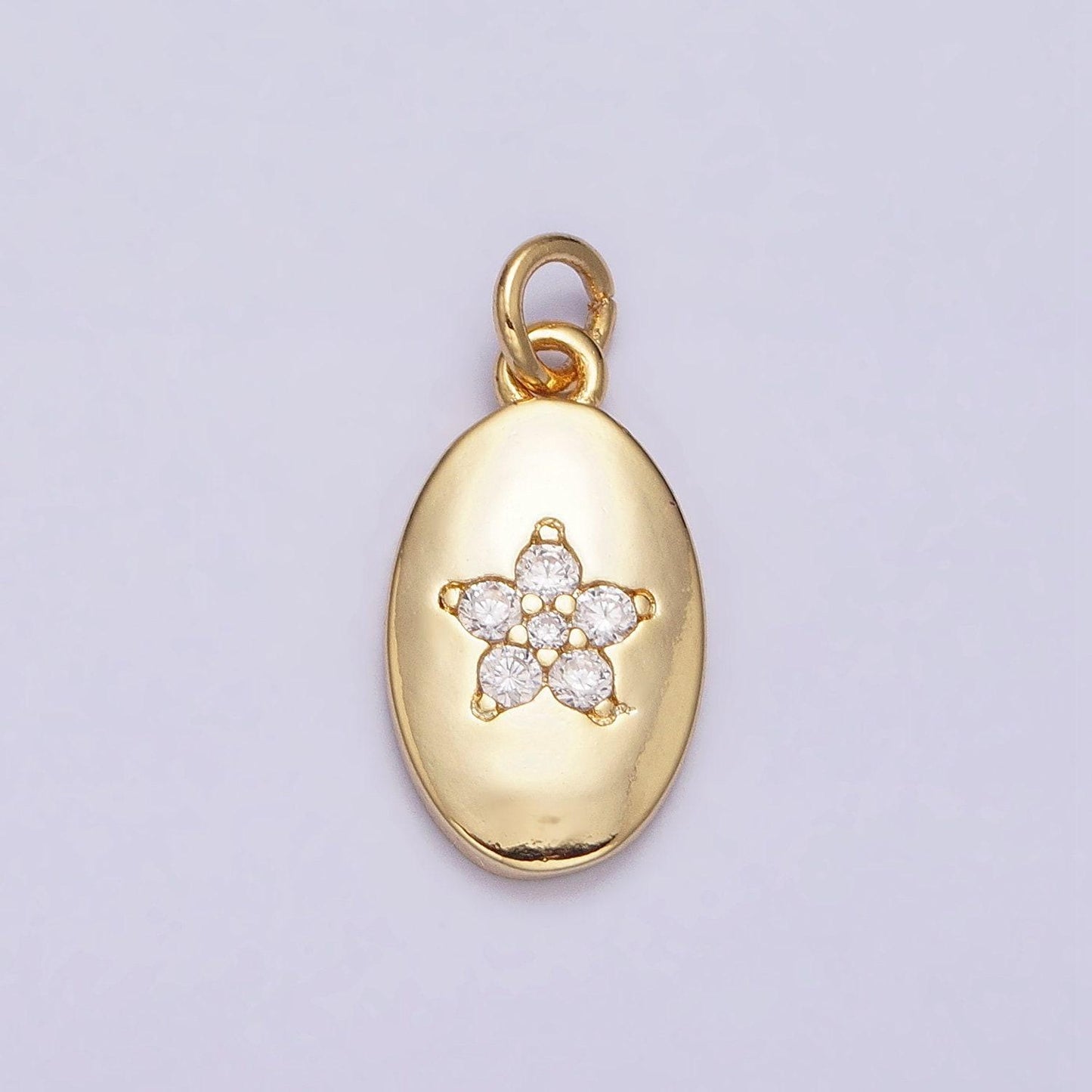 16k gold filled oval flower geometric charm for necklace bracelet earring add-on charm | ac1141